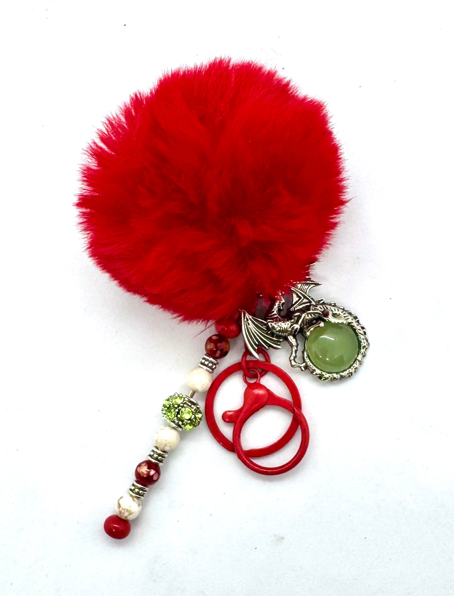 FDSS “The Dragon’s Treasure” Red Pom Pom Beaded Keychain