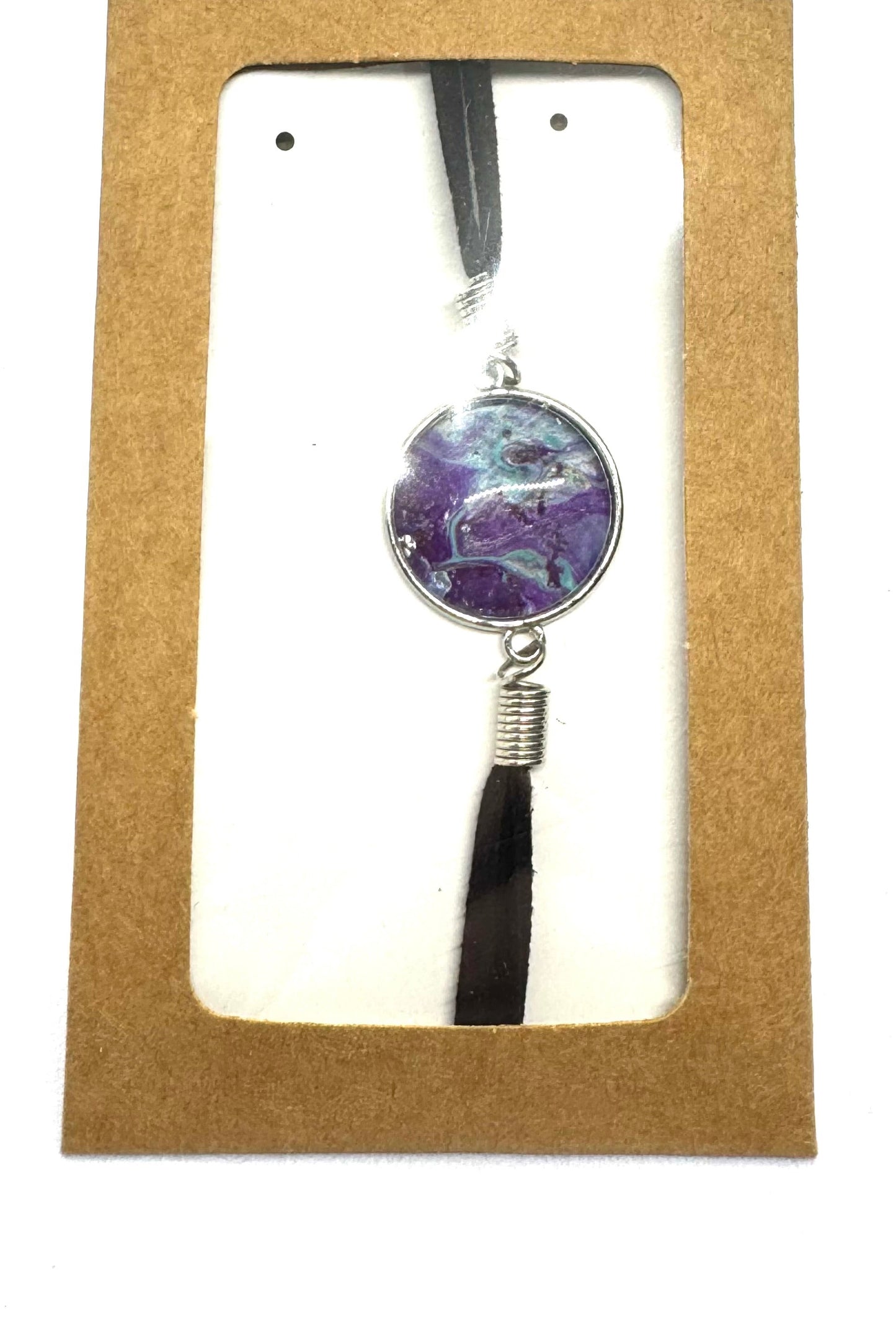 #2 Chaos Meets Cosmic Energy — Handmade Purple Galaxy Glass Dome Bracelet | Dark Aesthetic Leather Cord Statement Jewelry | One-of-a-Kind FDSS