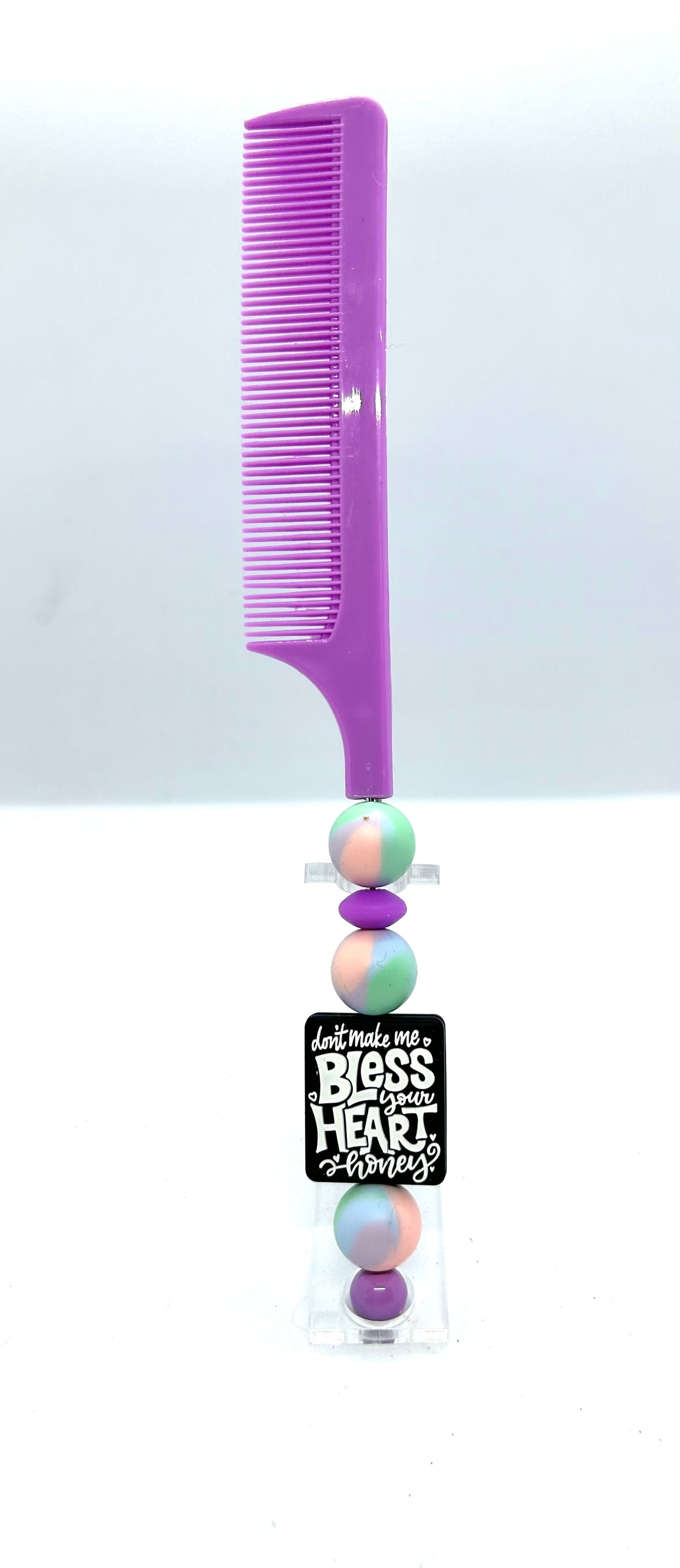 “Bless Your Heart” Purple Hair Comb