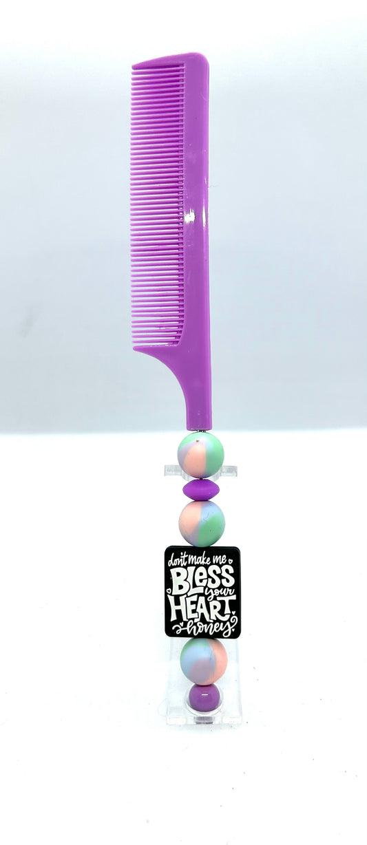 “Bless Your Heart” Purple Hair Comb