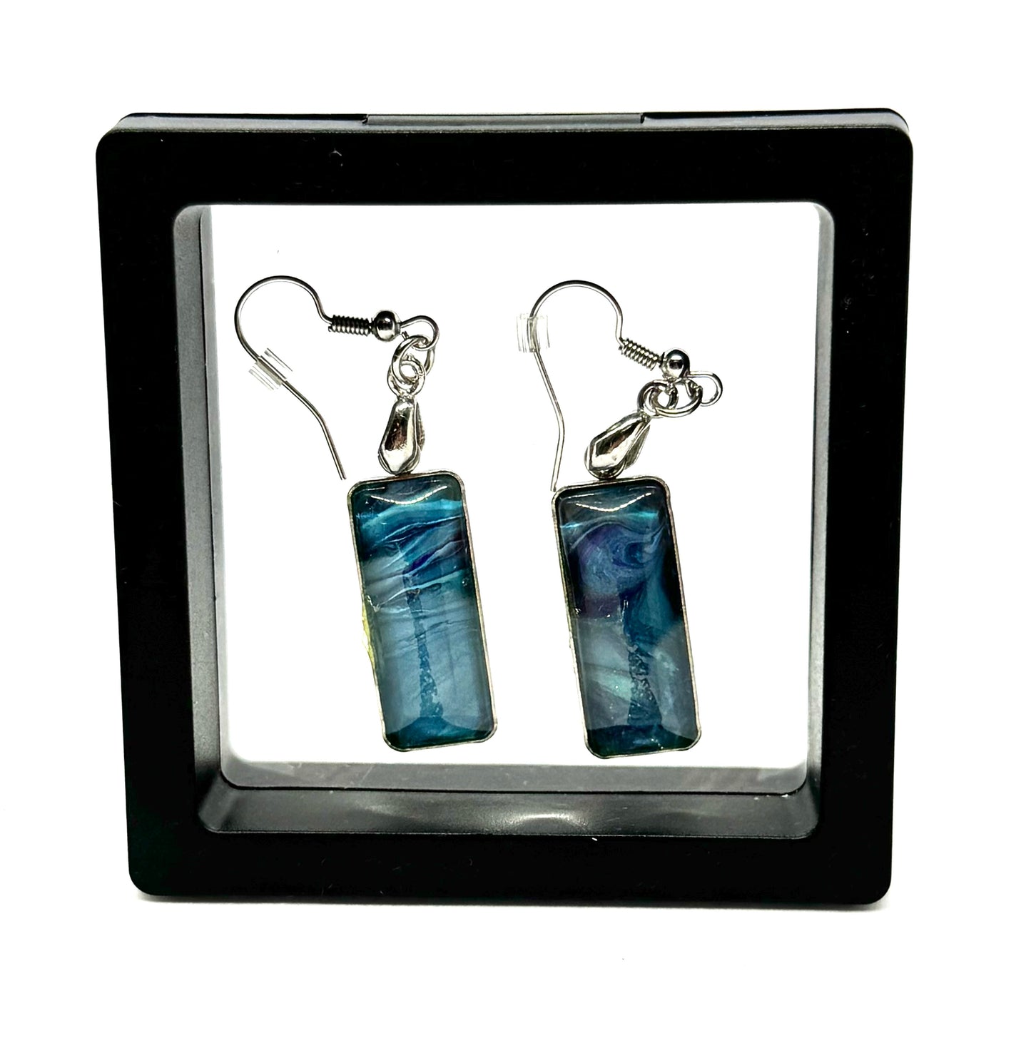 #4 Midnight Tide Rectangle Earrings – FDSS Ocean Swirl Dangles