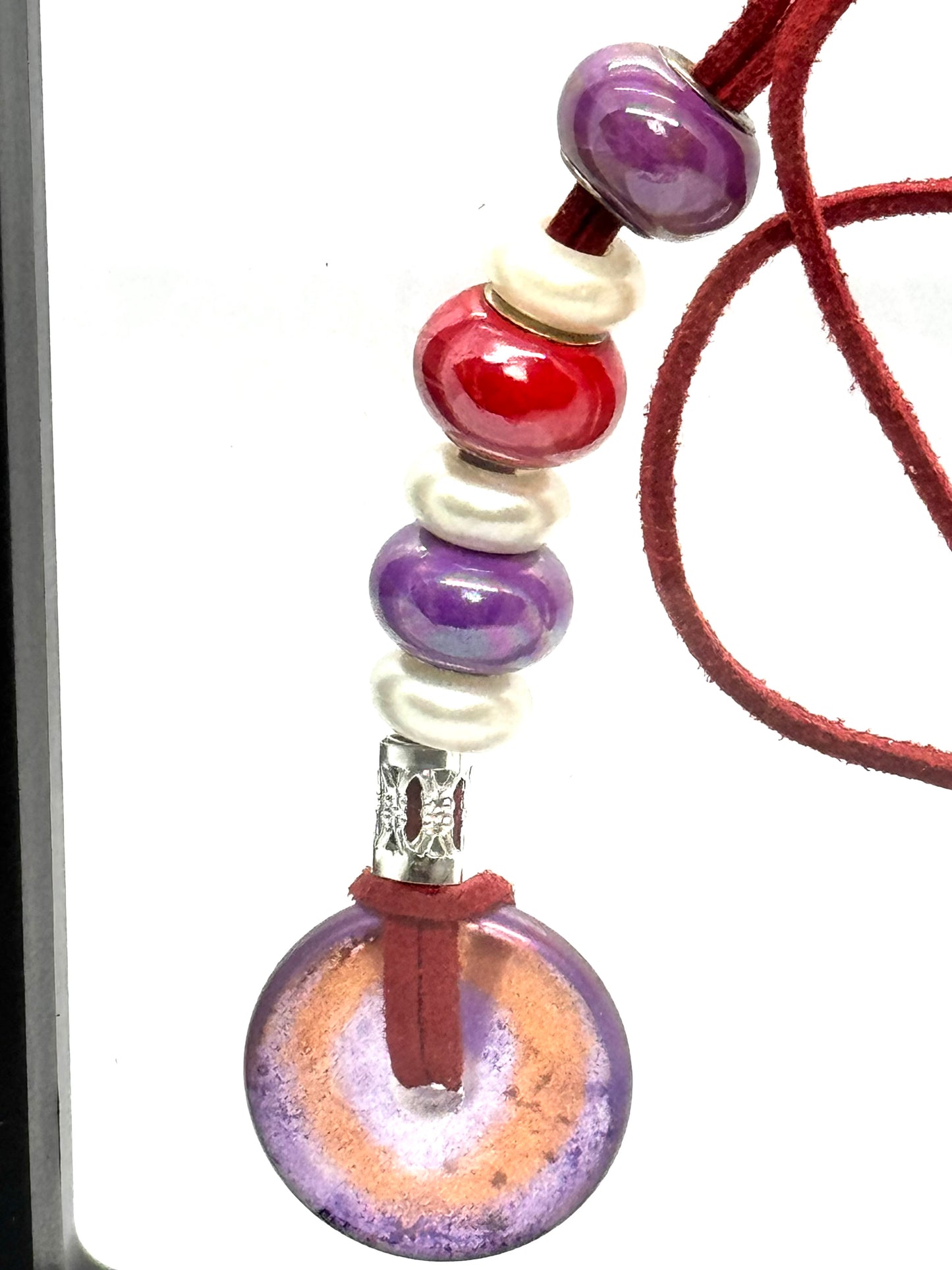 “Calm, Collected, & Slightly Dangerous” Beaded Cord Necklace | 32” | Donut Pendant