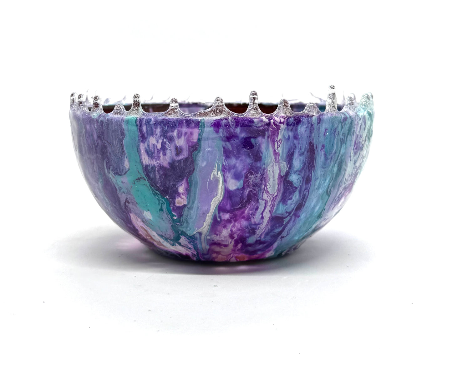 Cosmic Chaos Resin Bowl (Purple + Teal Drip Rim Edition)