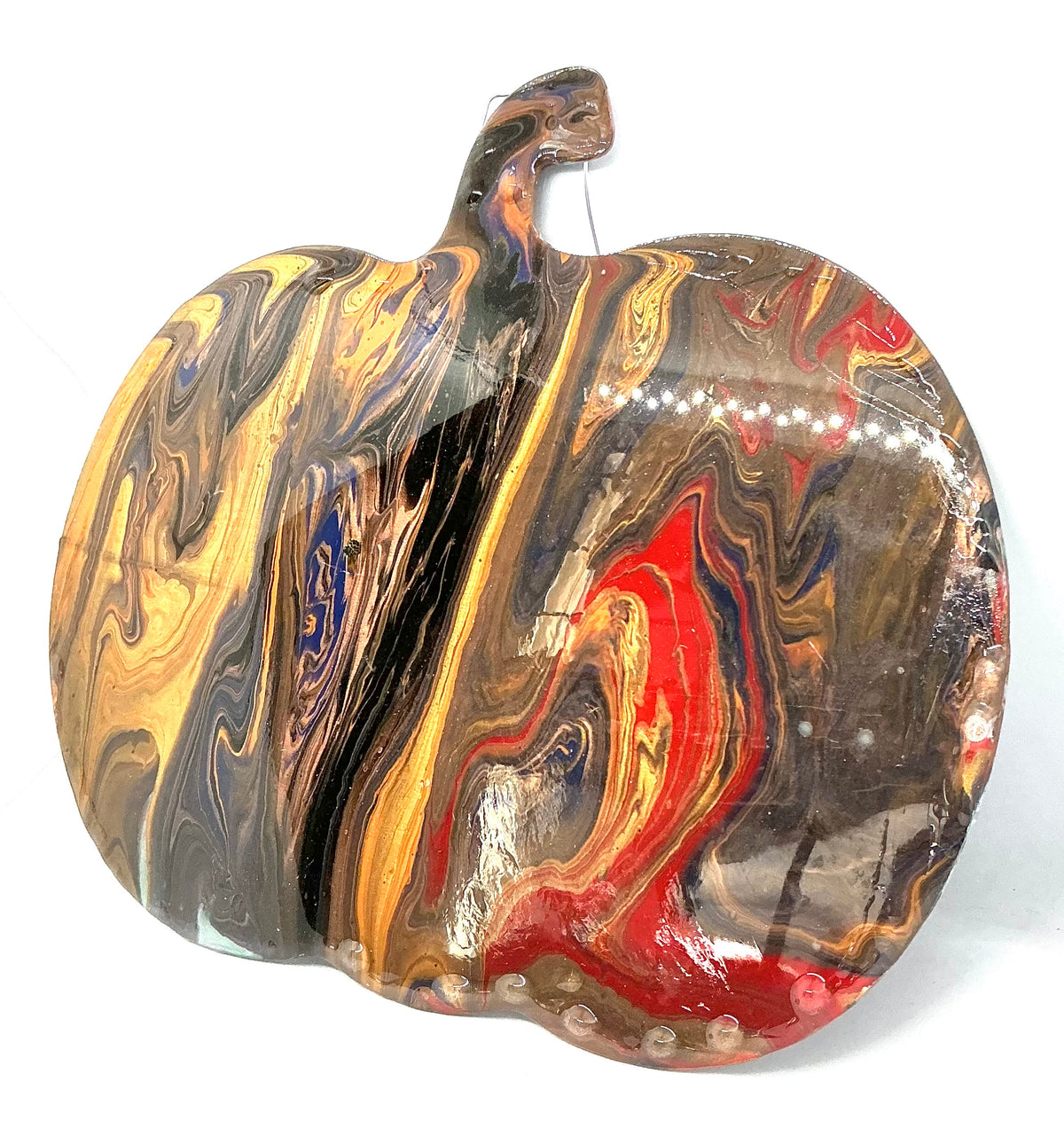 Gourd Almighty | Paint-Poured Wooden Pumpkin Wall Art