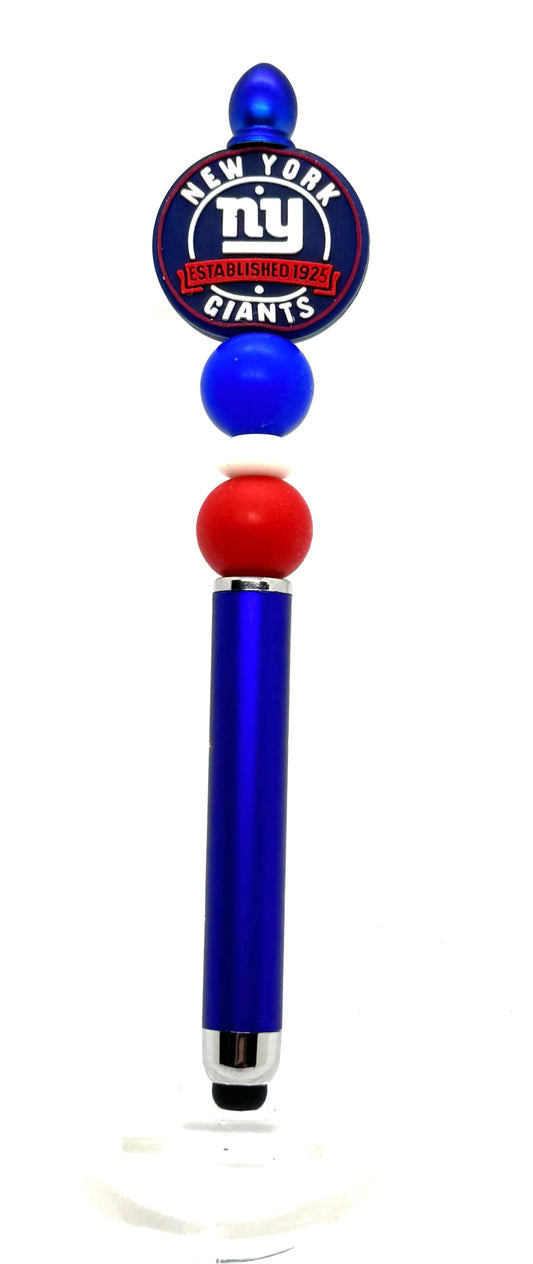 Handmade New York Giants Inspired Beaded Stylus Pen | Refillable Touchscreen Pen