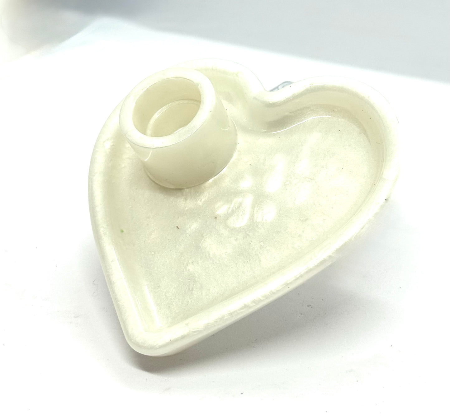White Heart Shaped Candle Holder