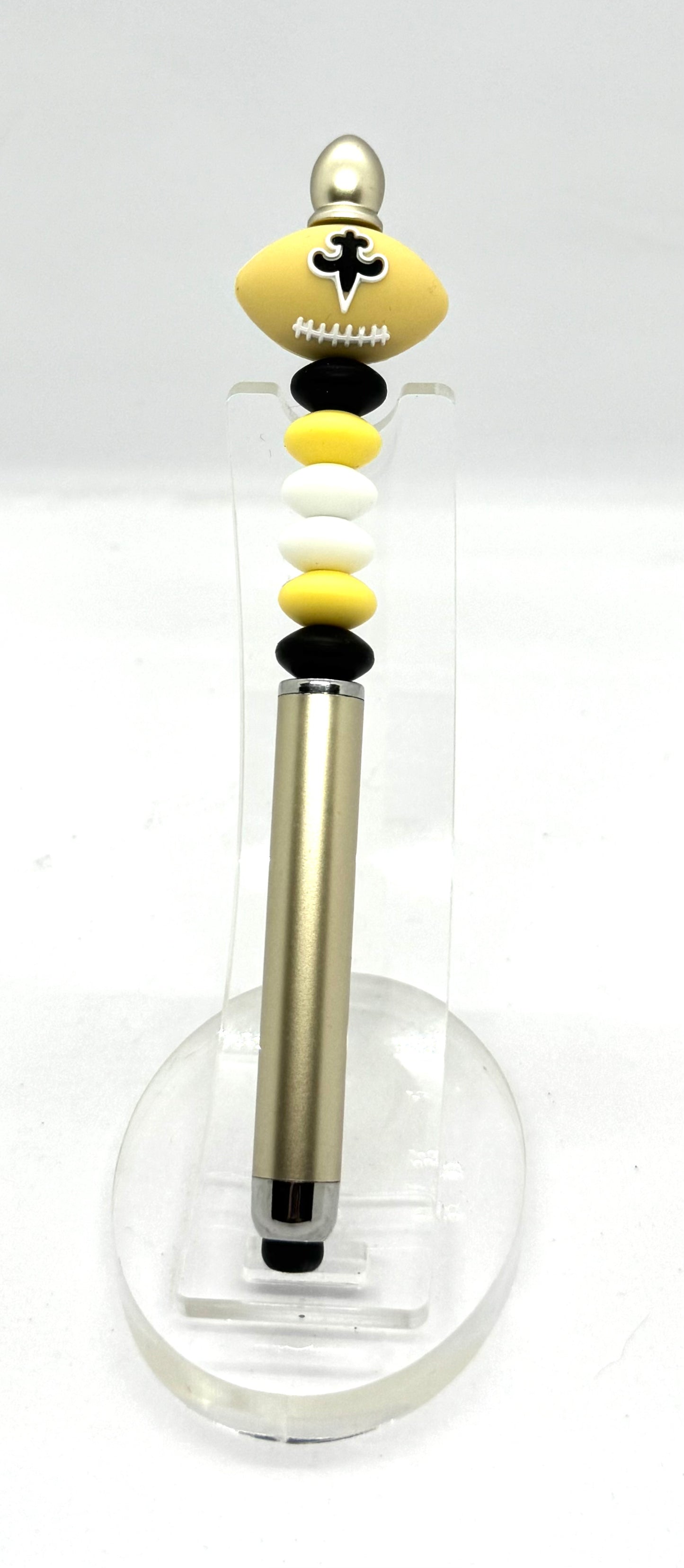 Handmade New Orleans Saints Inspired Beaded Stylus Pen | Refillable Touchscreen Pen