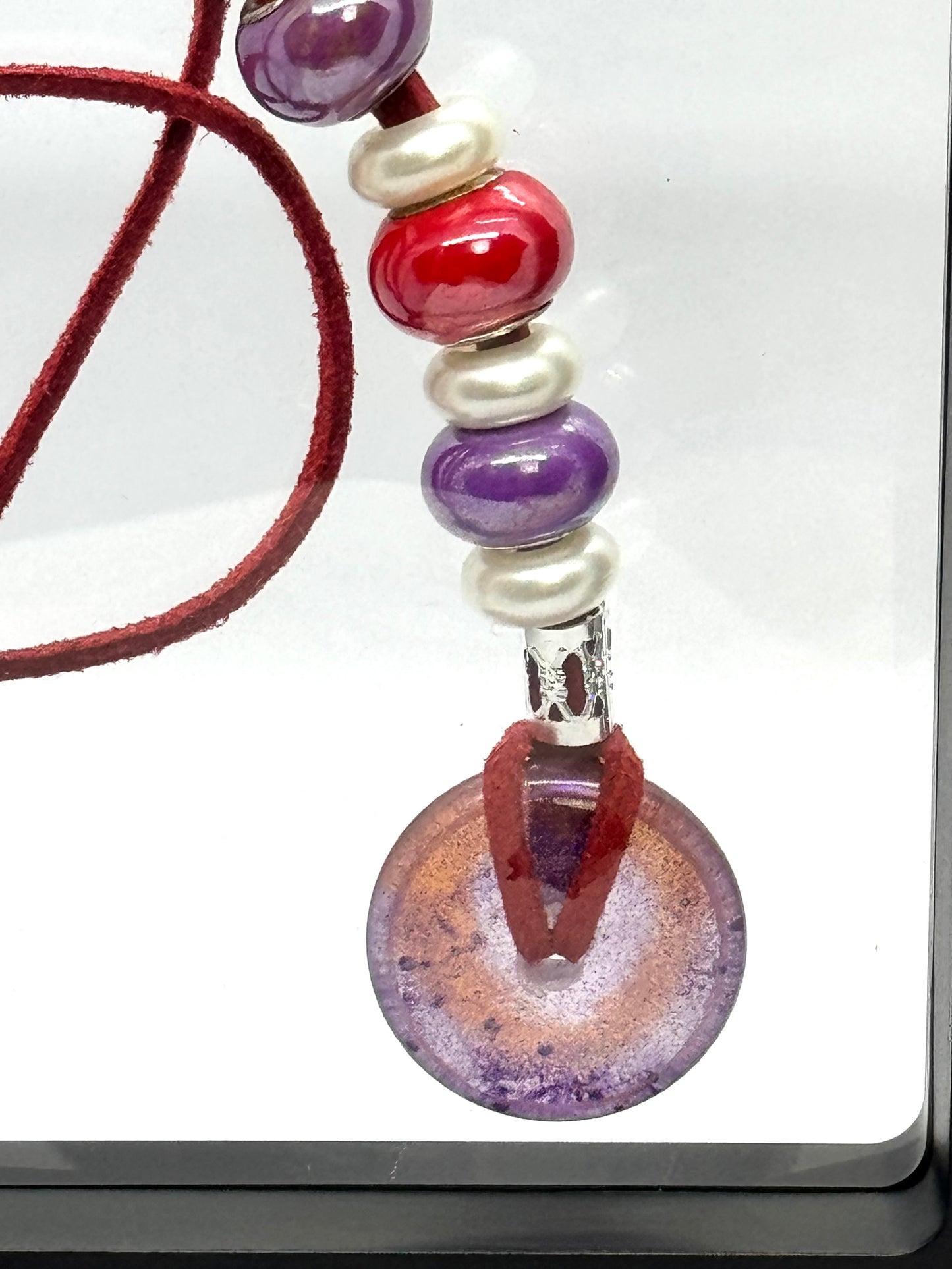 “Calm, Collected, & Slightly Dangerous” Beaded Cord Necklace | 32” | Donut Pendant