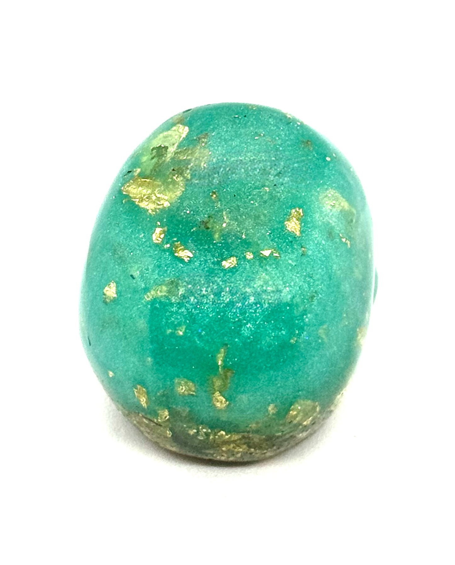 “Ocean Poison” Teal & Gold Skull – Resin Chaos Piece