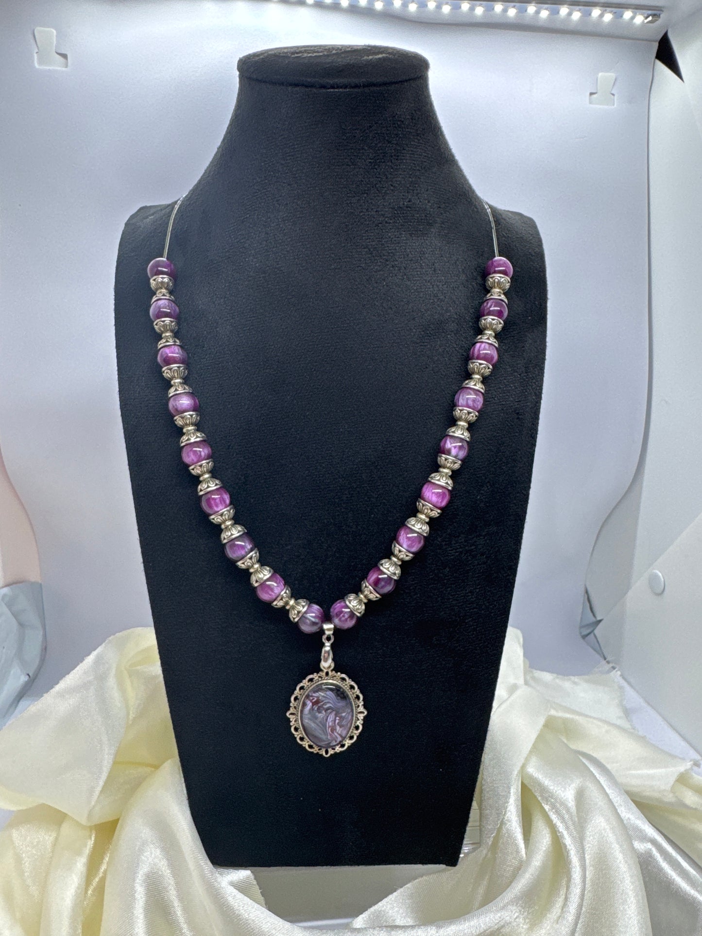 Purple Paint Pour Necklace