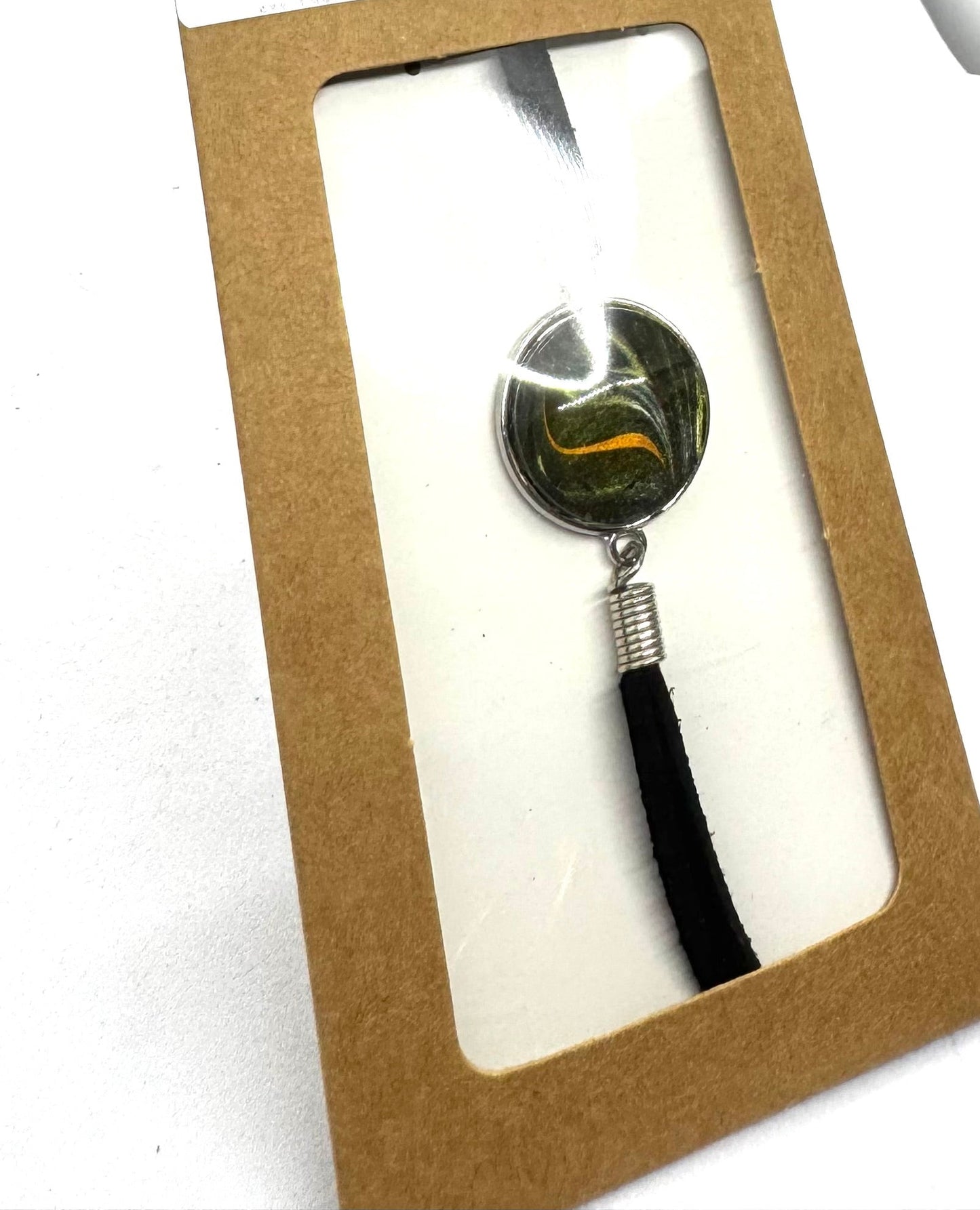 #1 “Dark Energy But Make It Wearable 🖤 | Handmade Leather Cord Bracelet | Abstract Glass Dome Charm | Gothic Minimalist Jewelry | FDSS One-of-a-Kind”