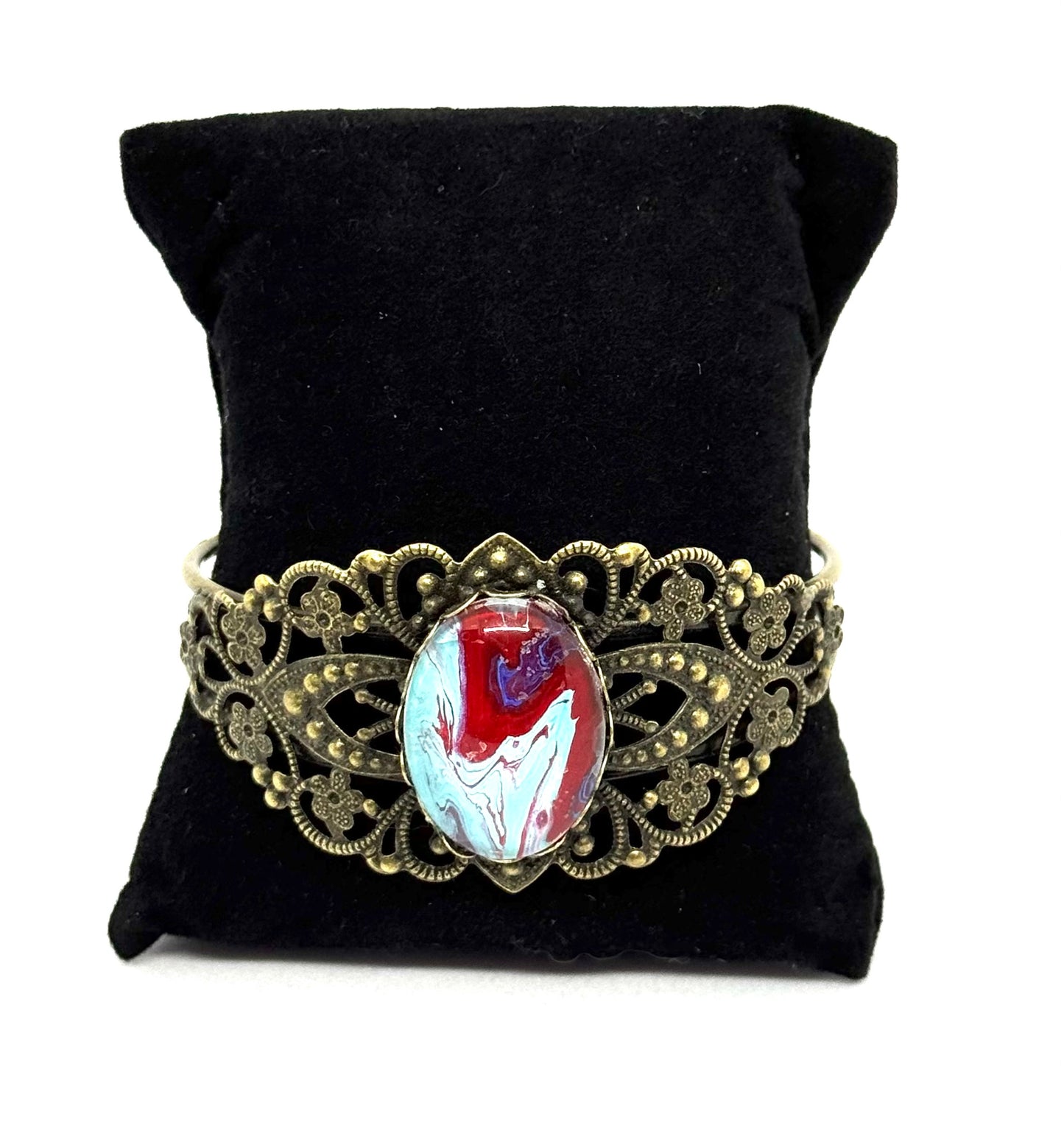 #4 “Red Flag Energy Filigree Cuff – Loud, Bold, and Not Your Problem”