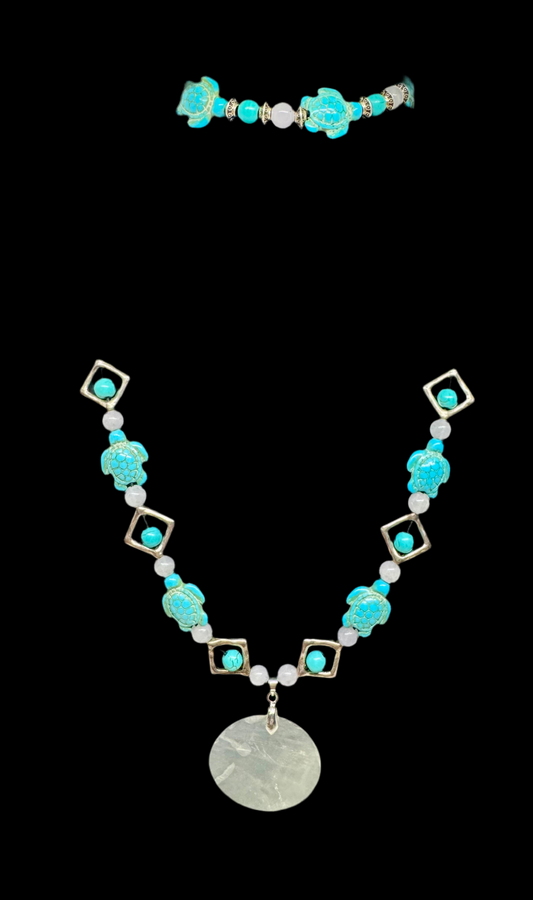 Turquoise Turtle Necklace & Bracelet Set