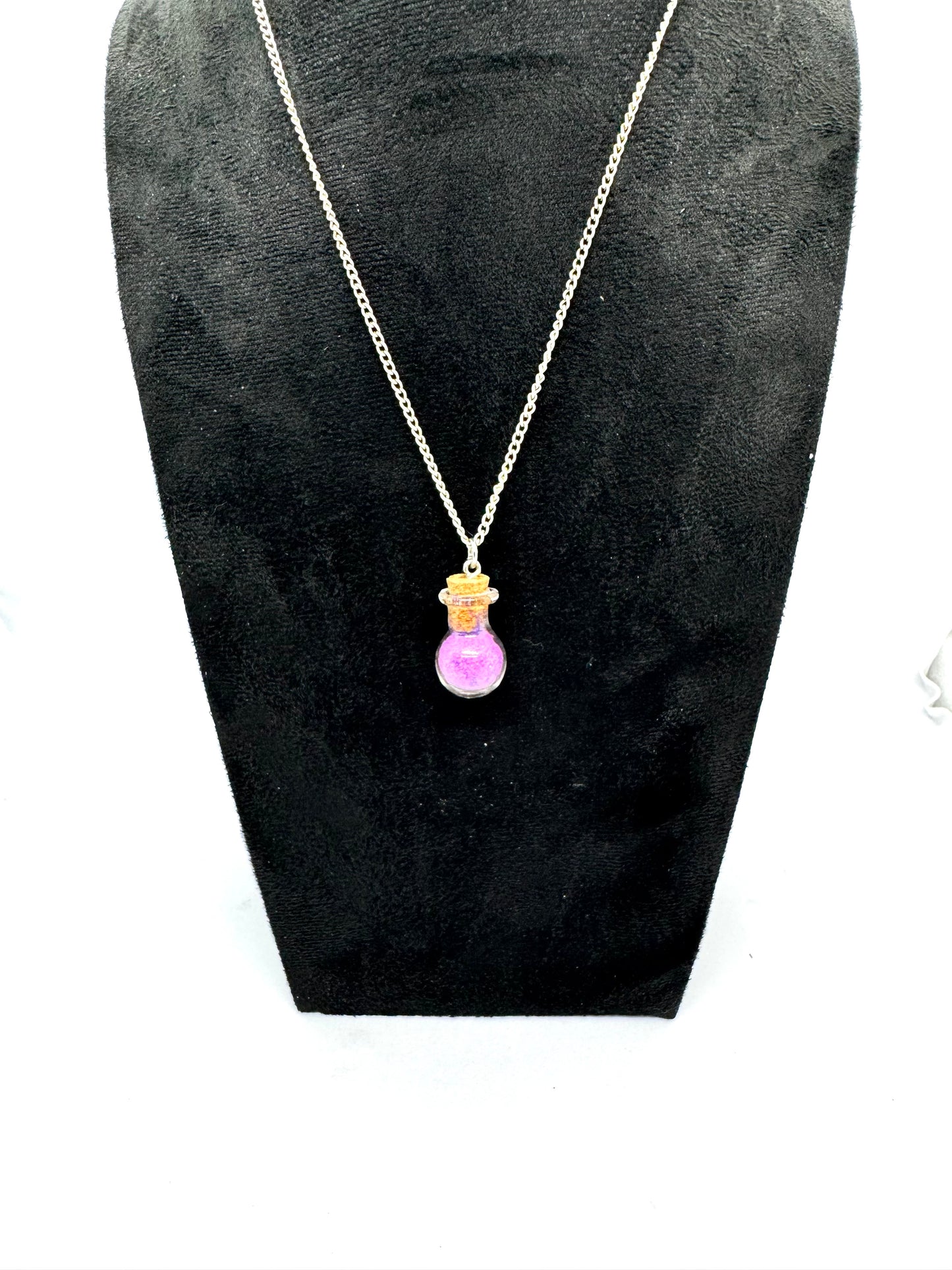 #1G “Emotionally Unstable Potion Bottle Necklace – Pink Chaos in a Jar”