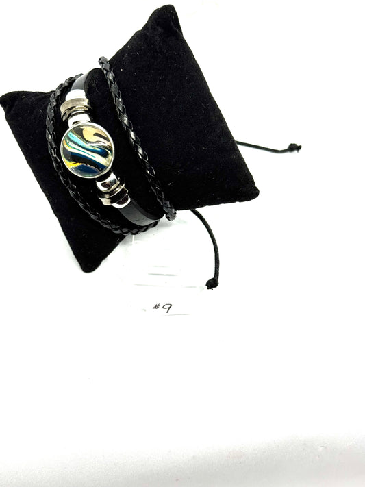 #9 Midnight Chaos Statement Bracelet – Handmade Abstract Resin Wrap Bracelet | One-of-a-Kind FDSS Wearable Art | Dark Aesthetic Leather Wrap Jewelry.