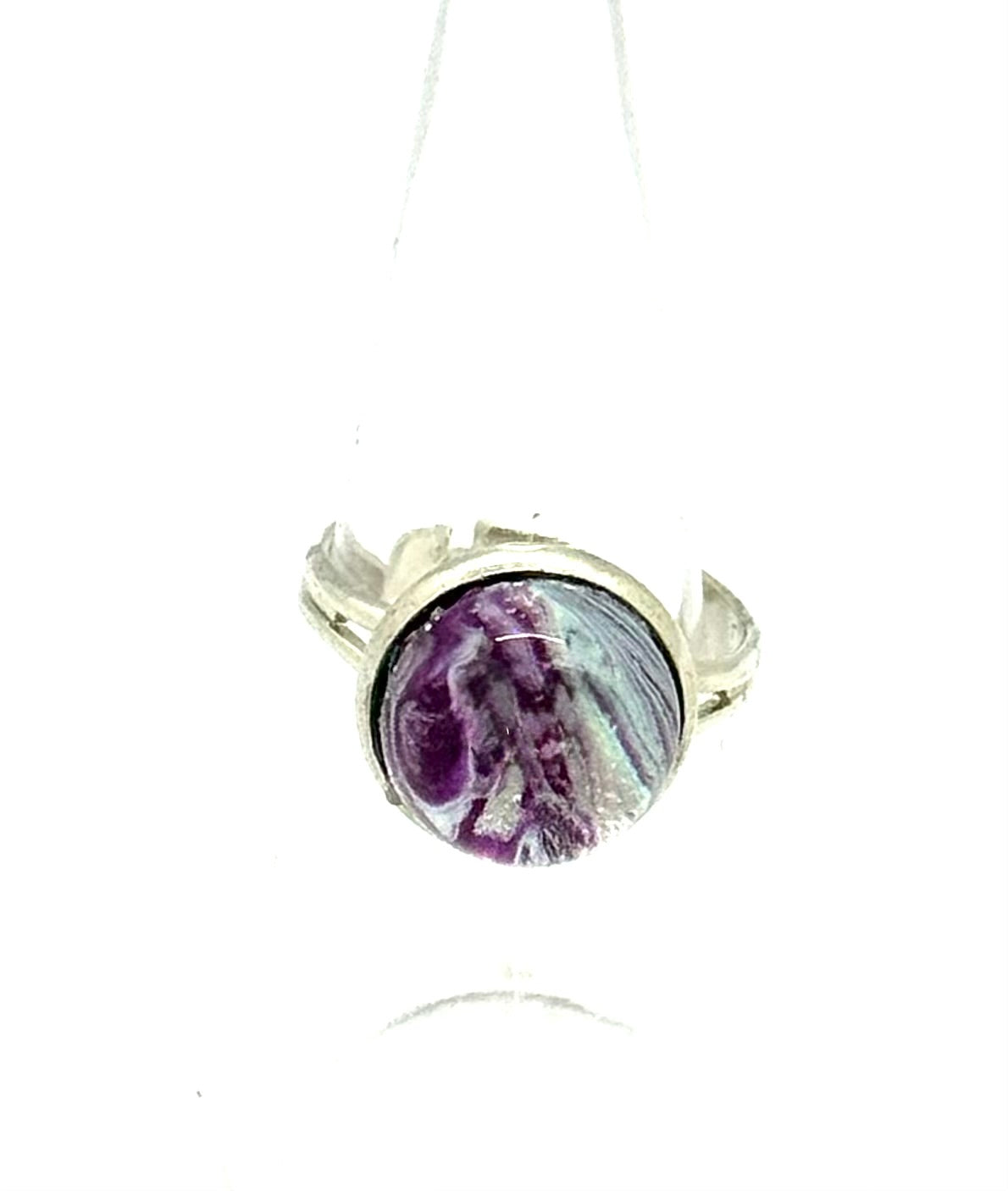 #1 Stormy Amethyst Chaos Glass Dome Ring – Purple Swirl Statement Ring