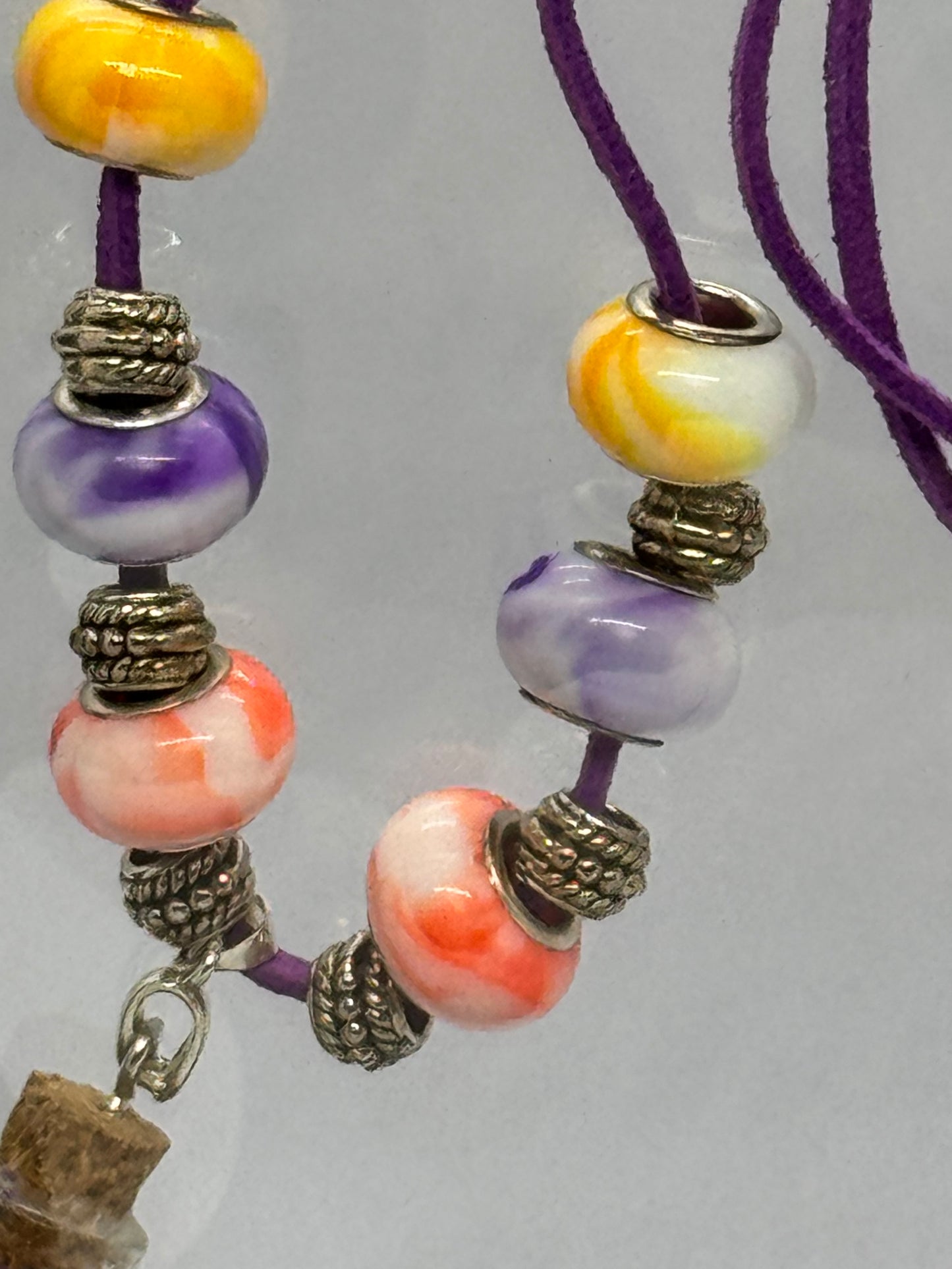 “Mood Swings & Magic Dust” Purple Beaded Necklace | 32” Cord | Screw Clasp | Glitter Bottle Pendant