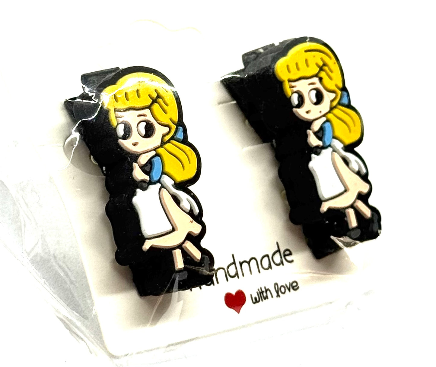 #8 Storybook Blonde Girl Barrettes – Cute Character Hair Clips (2pc Set)