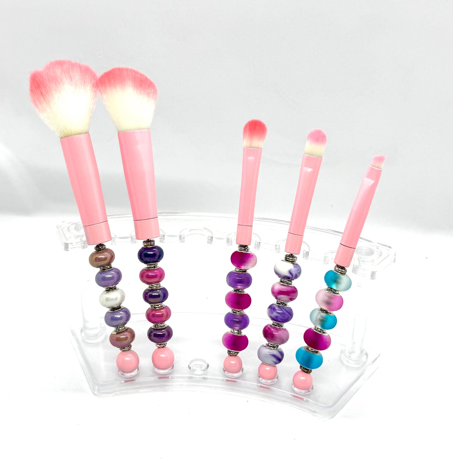The Pink Perfectionist™ Handmade Beaded Makeup Brush Set – 5 Piece Glam Collection