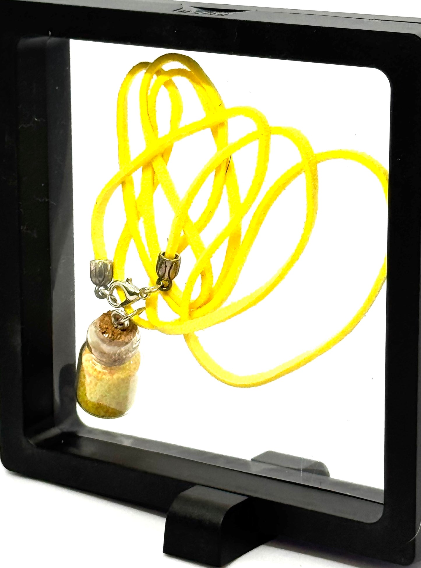 Neon Yellow Potion Necklace | 32” Leather Cord | Glass Vial Charm | Lobster Clasp | Handmade Statement Jewelry