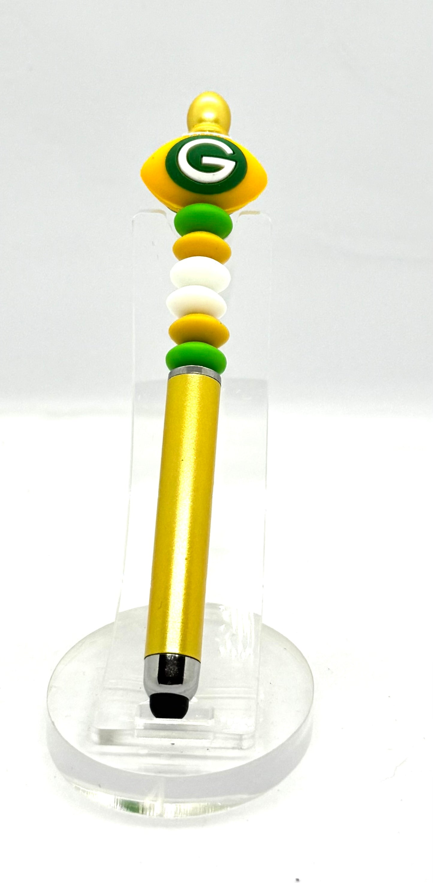 Cheesehead With a Stylus | Handmade Green Bay Packers Beaded Stylus Pen