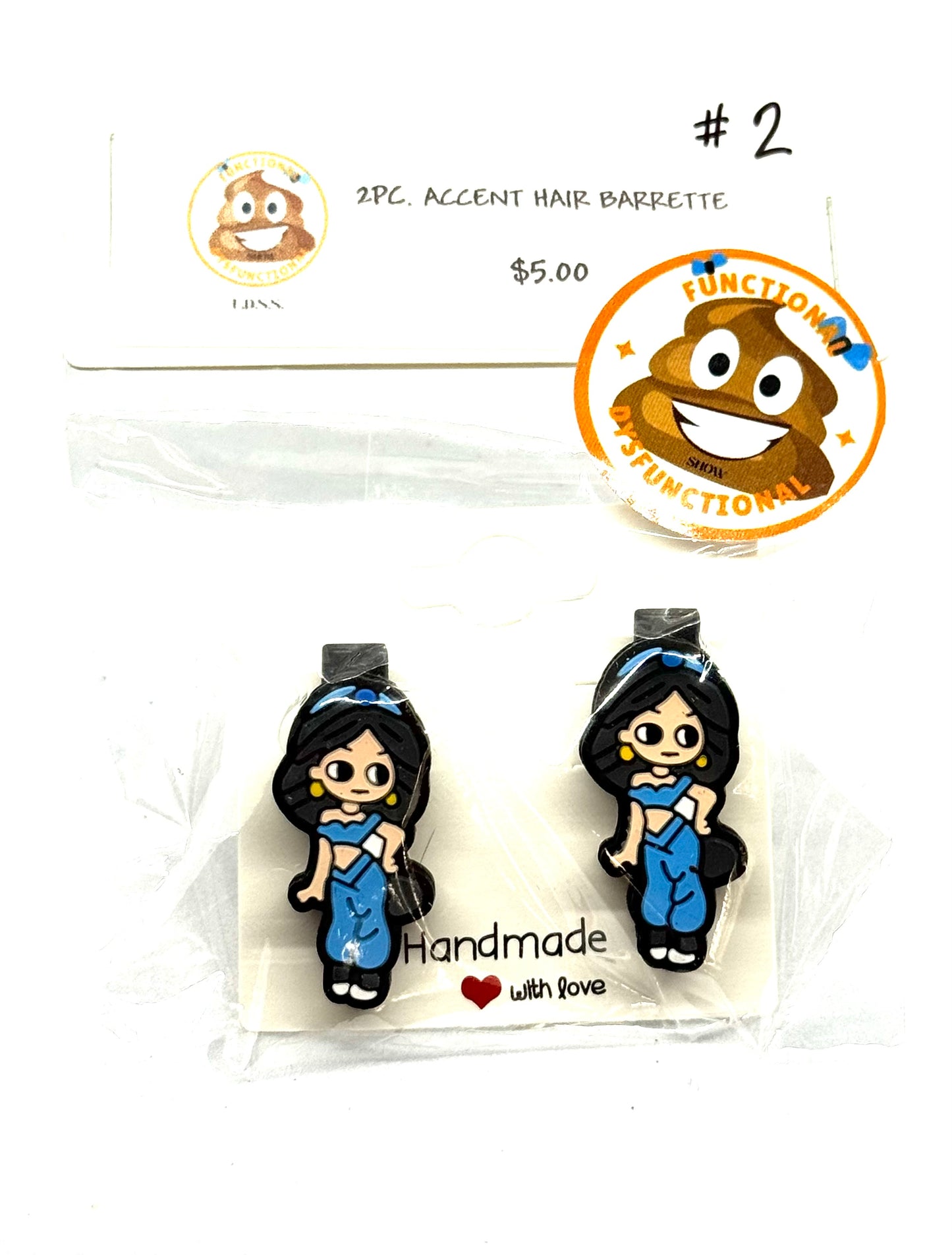 #2 Rebel Princess Barrettes – Blue Outfit Character Hair Clips (2pc Set)