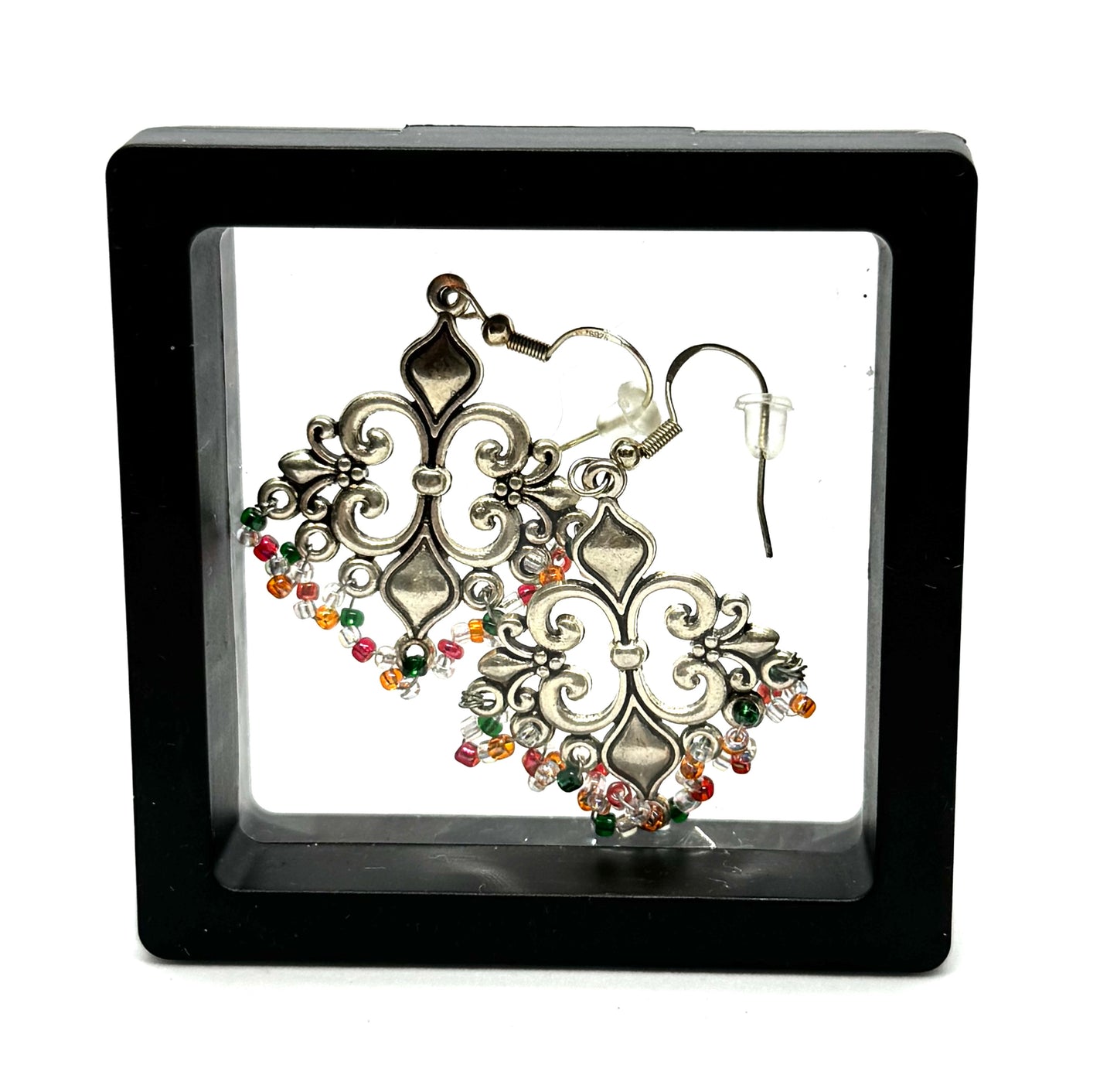 #1 Royal Chaos Chandelier Earrings – Antique Silver with Beaded Attitude