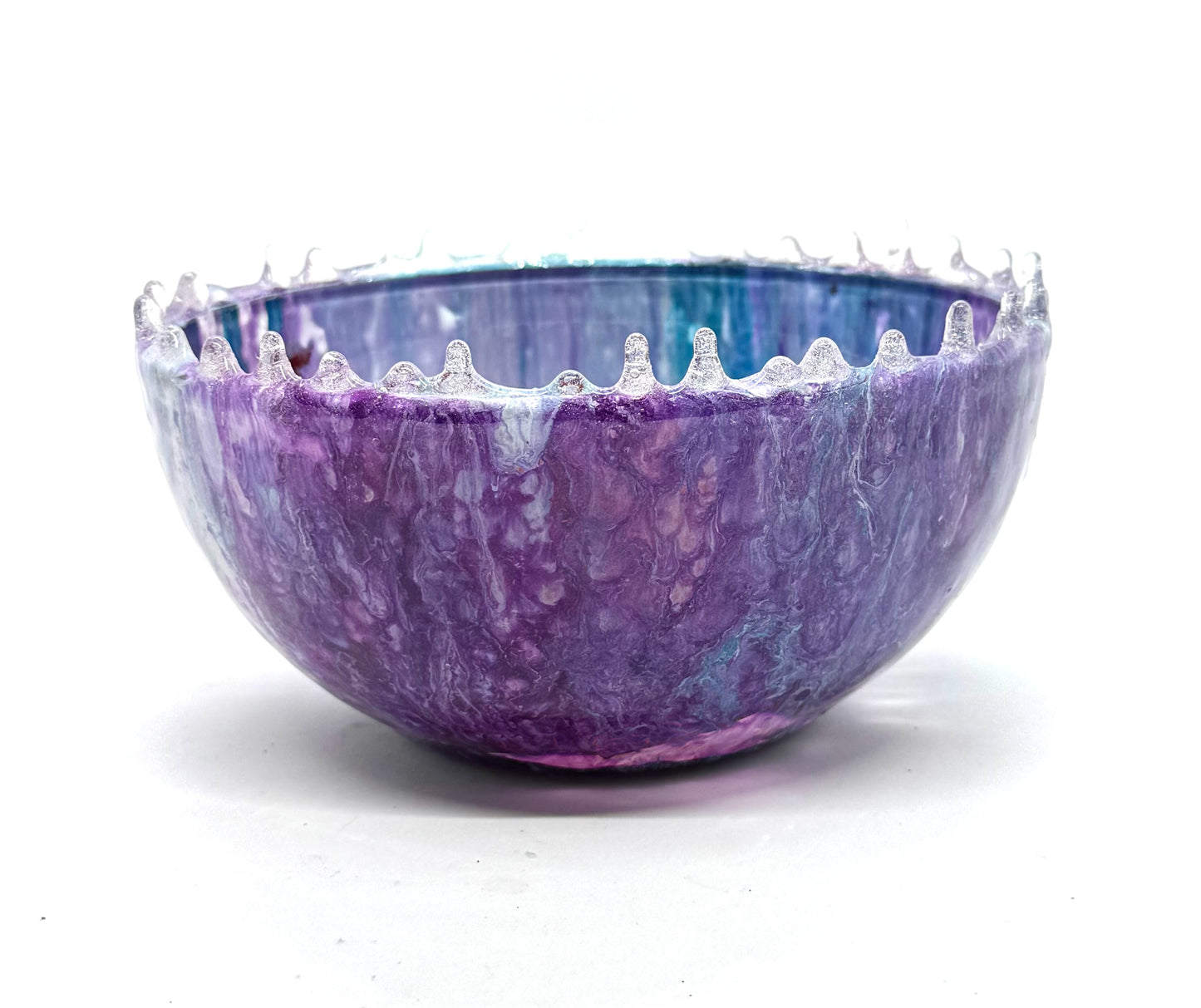 Cosmic Chaos Resin Bowl (Purple + Teal Drip Rim Edition)