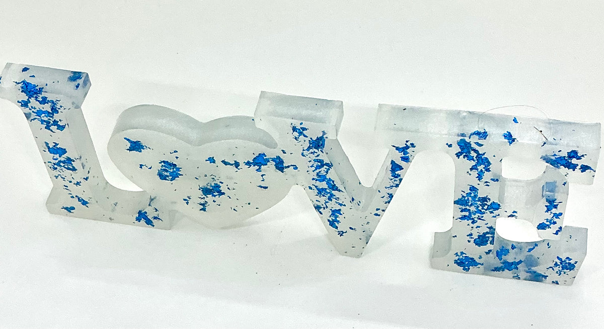 Love & a Little Chaos | Blue Foil Resin LOVE Sign