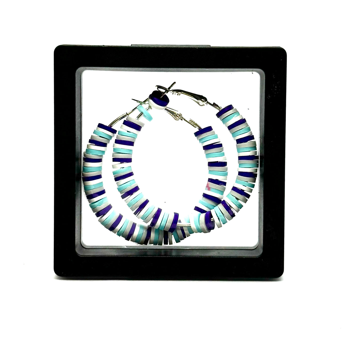 #12 Electric Daydream Hoop Earrings – Aqua & Purple Beaded Statement Hoops