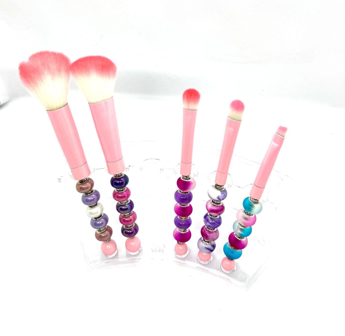 The Pink Perfectionist™ Handmade Beaded Makeup Brush Set – 5 Piece Glam Collection