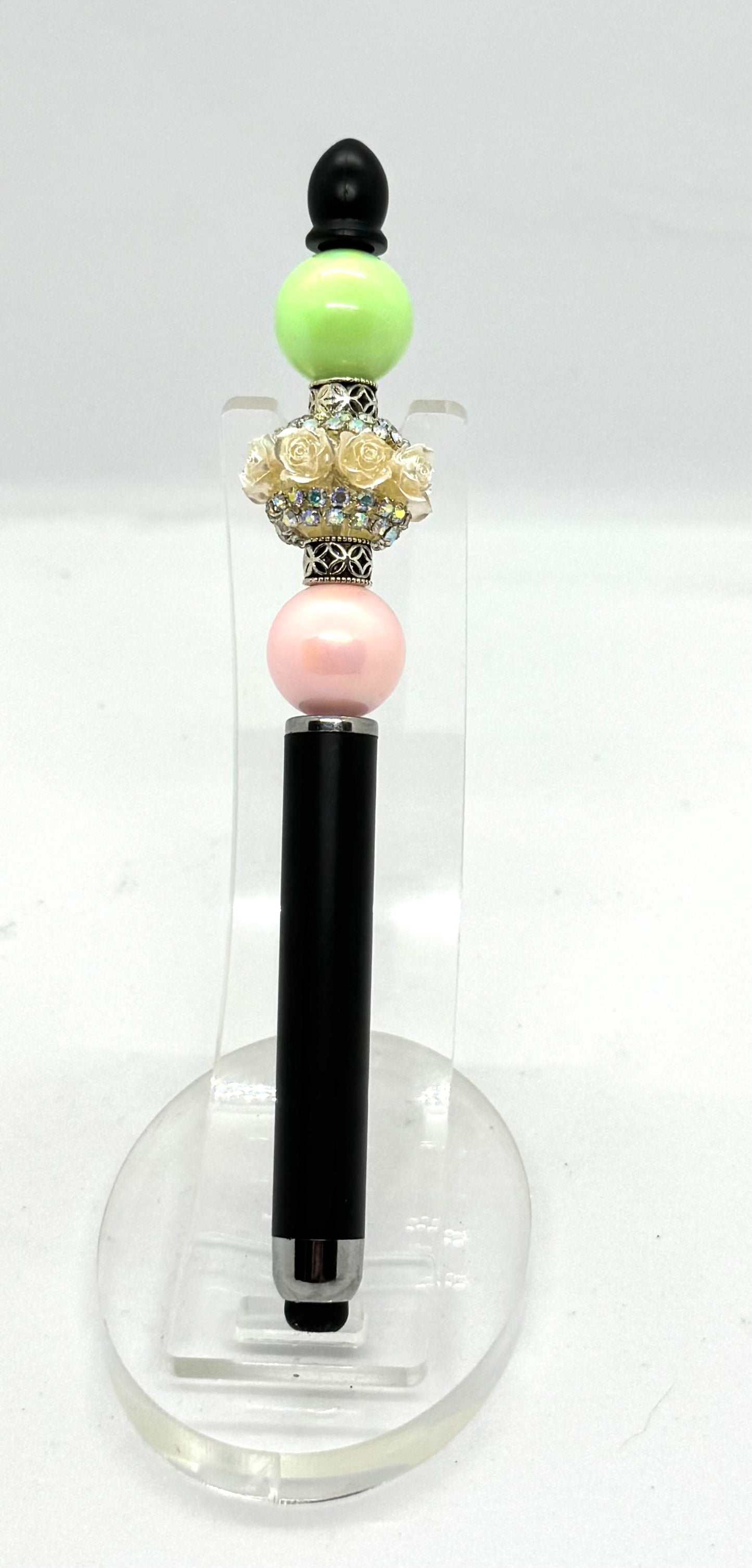 Pretty Enough to Start Drama | Handmade Floral Rhinestone Beaded Stylus Pen