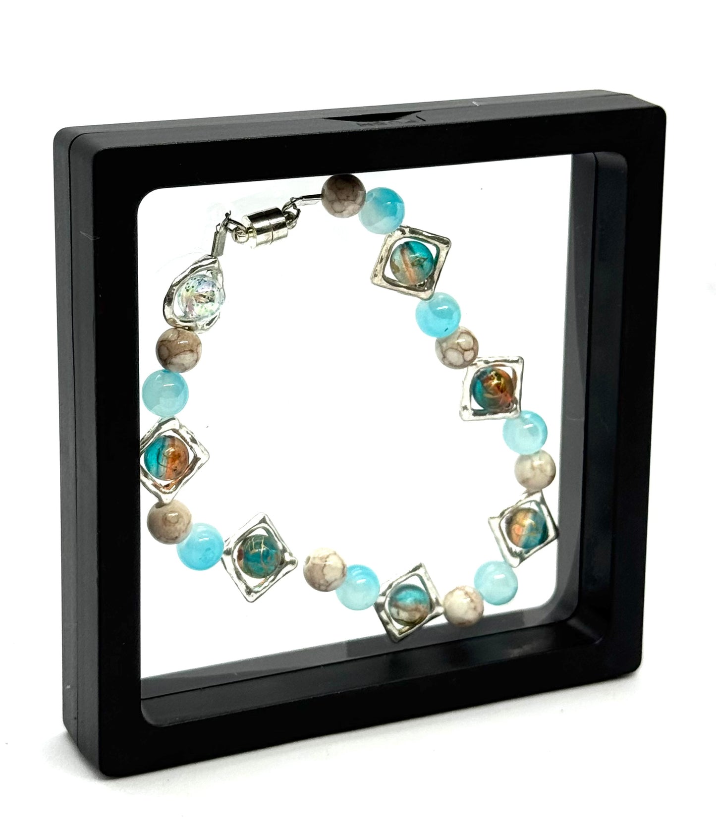 Ocean Drift Anklet – Handmade Beaded Anklet with Artisan Glass Charms