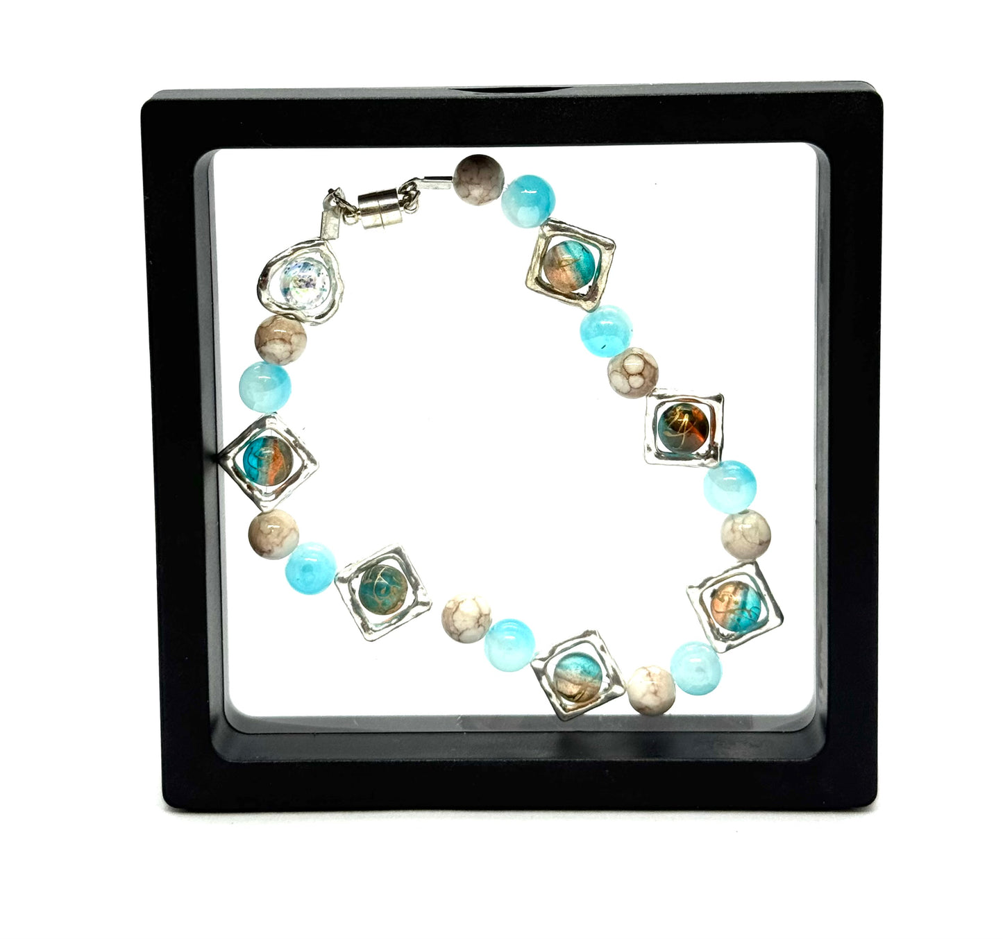 Ocean Drift Anklet – Handmade Beaded Anklet with Artisan Glass Charms