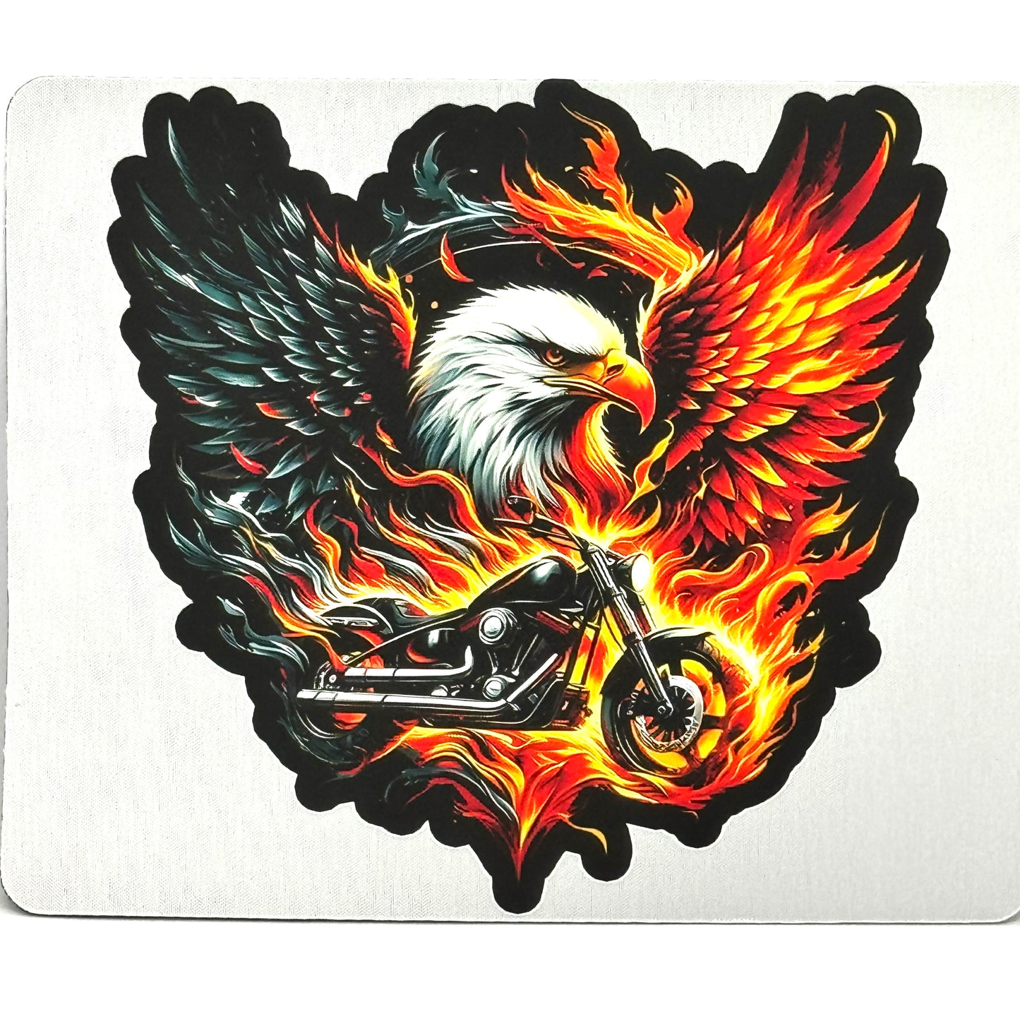 “Freedom Burns Different” Flaming Eagle Motorcycle Mouse Pad | Chaos Rider Energy | FDSS