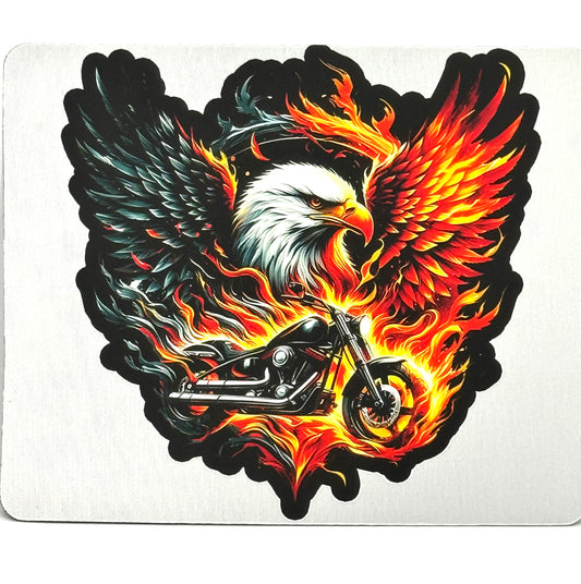 “Freedom Burns Different” Flaming Eagle Motorcycle Mouse Pad | Chaos Rider Energy | FDSS