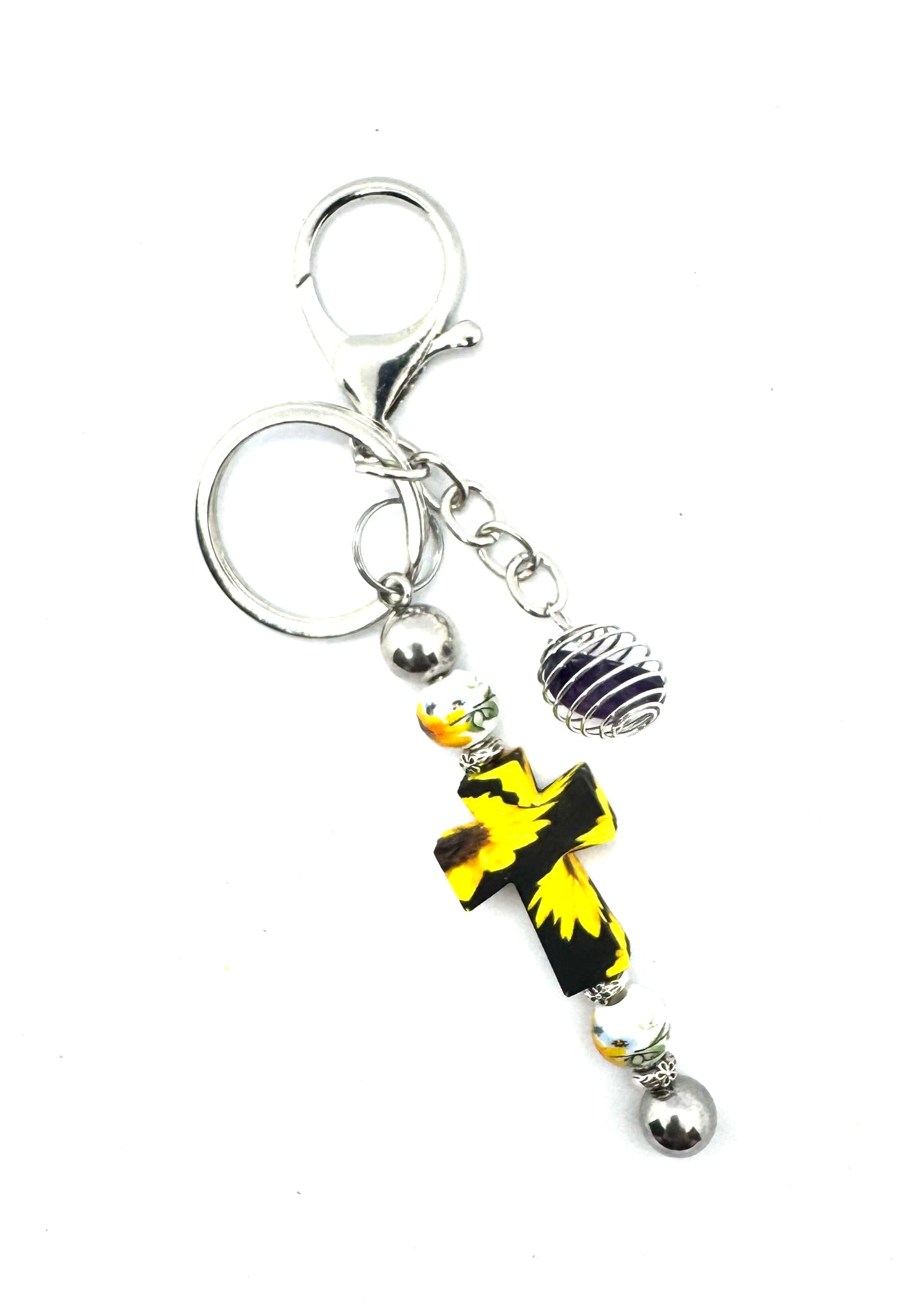 Faith Over Fear (Even When Life Is Being a Little Shit) | Handmade Sunflower Cross Keychain