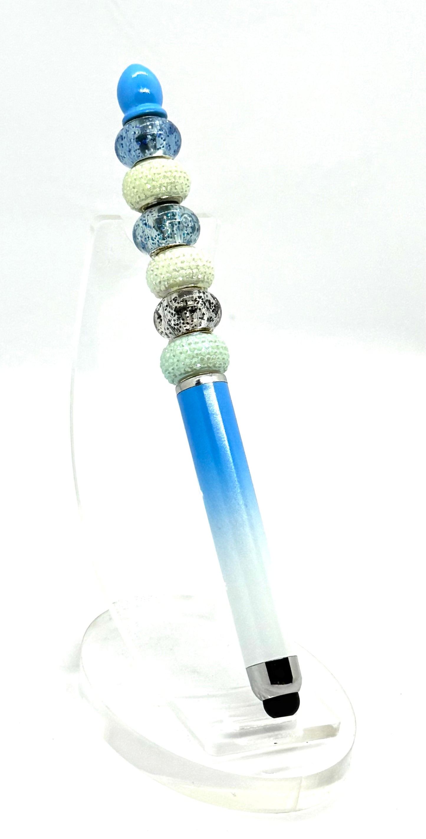 Cool, Calm & Slightly Unsupervised | Handmade Blue Frost Beaded Stylus Pen