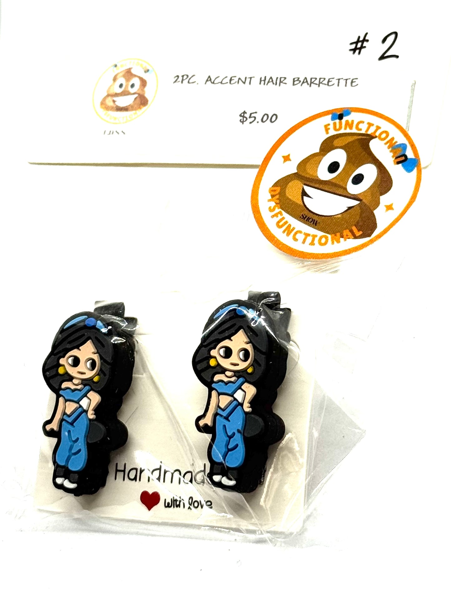 #2 Rebel Princess Barrettes – Blue Outfit Character Hair Clips (2pc Set)