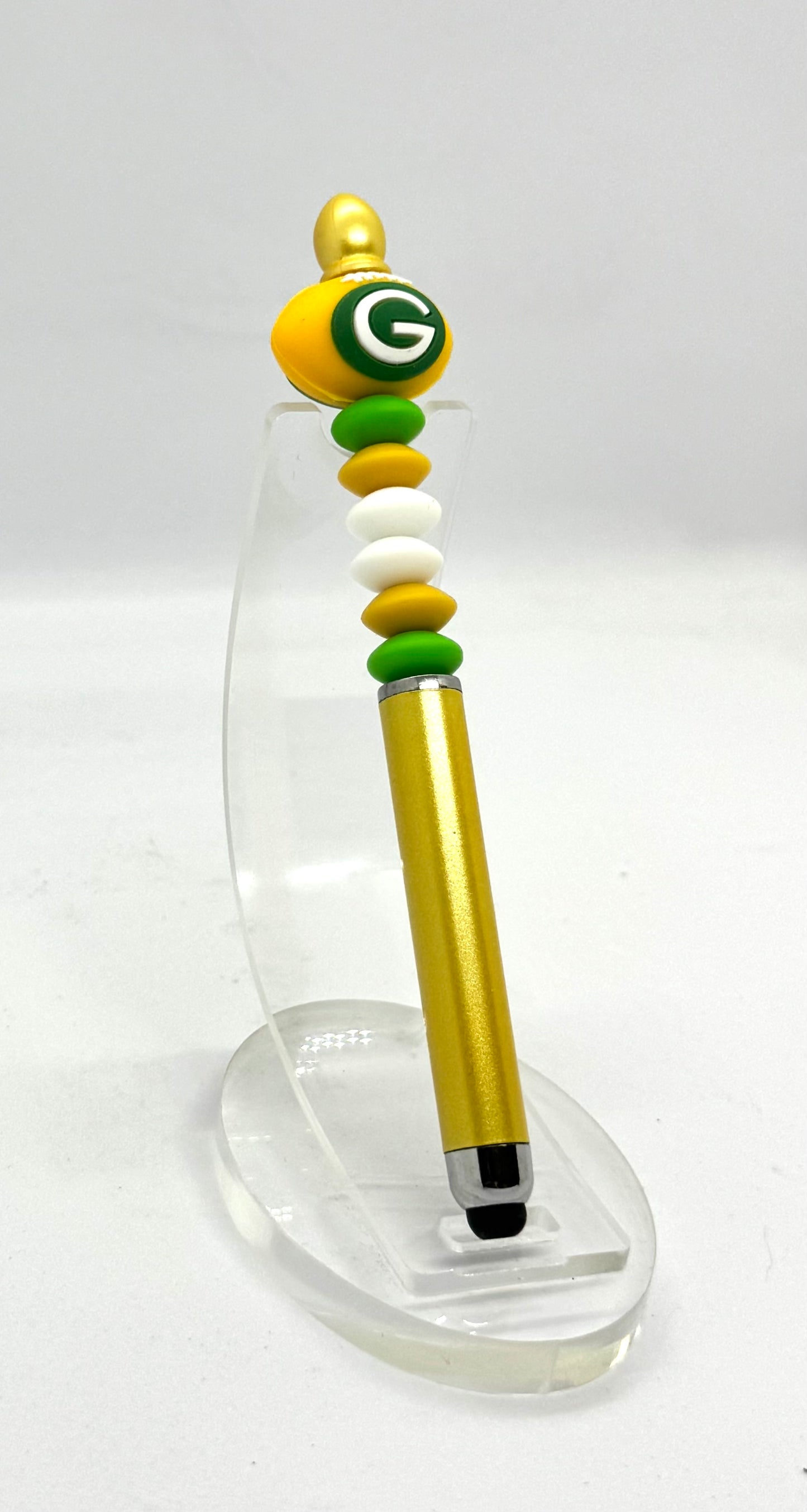 Cheesehead With a Stylus | Handmade Green Bay Packers Beaded Stylus Pen