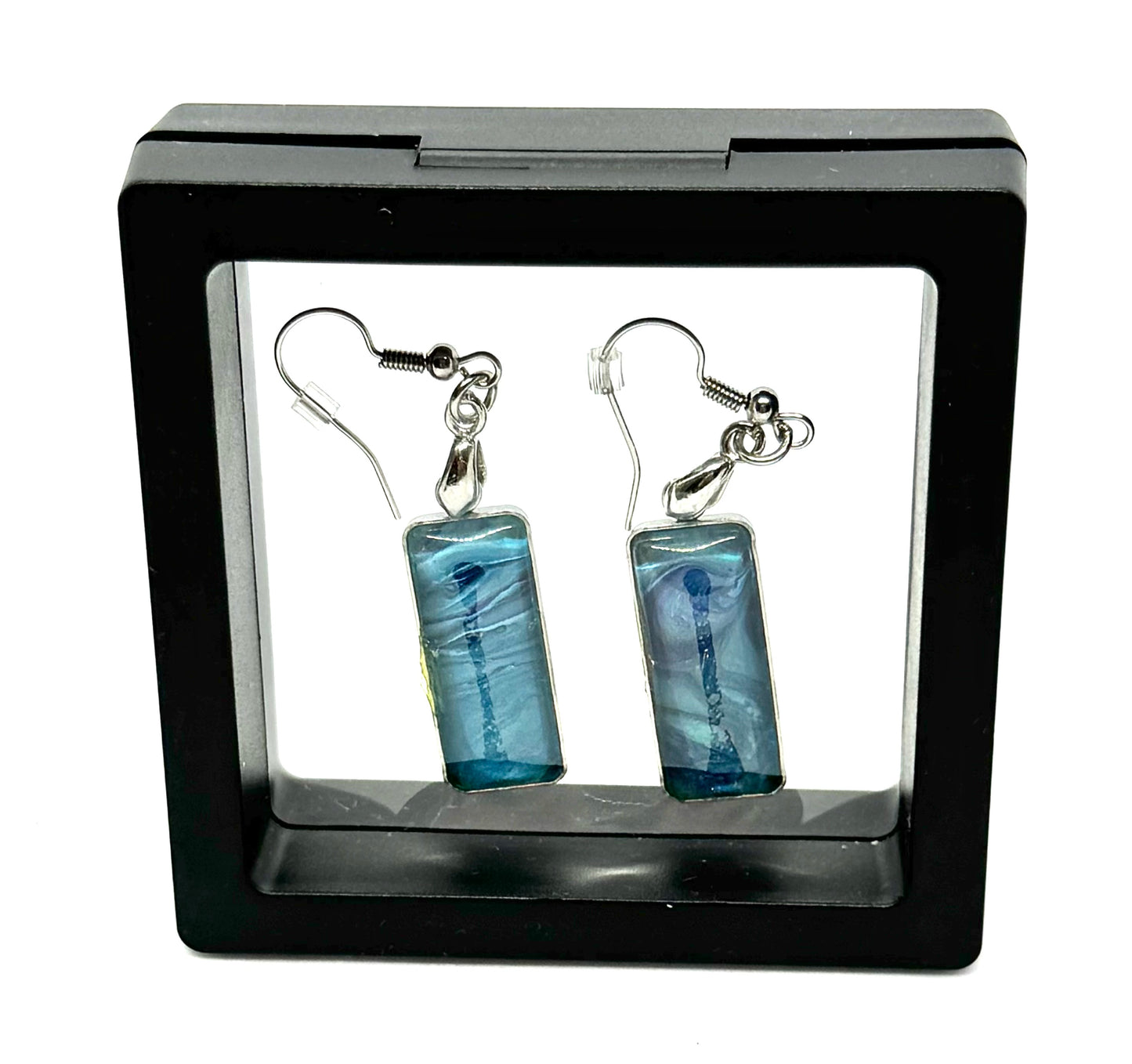 #4 Midnight Tide Rectangle Earrings – FDSS Ocean Swirl Dangles