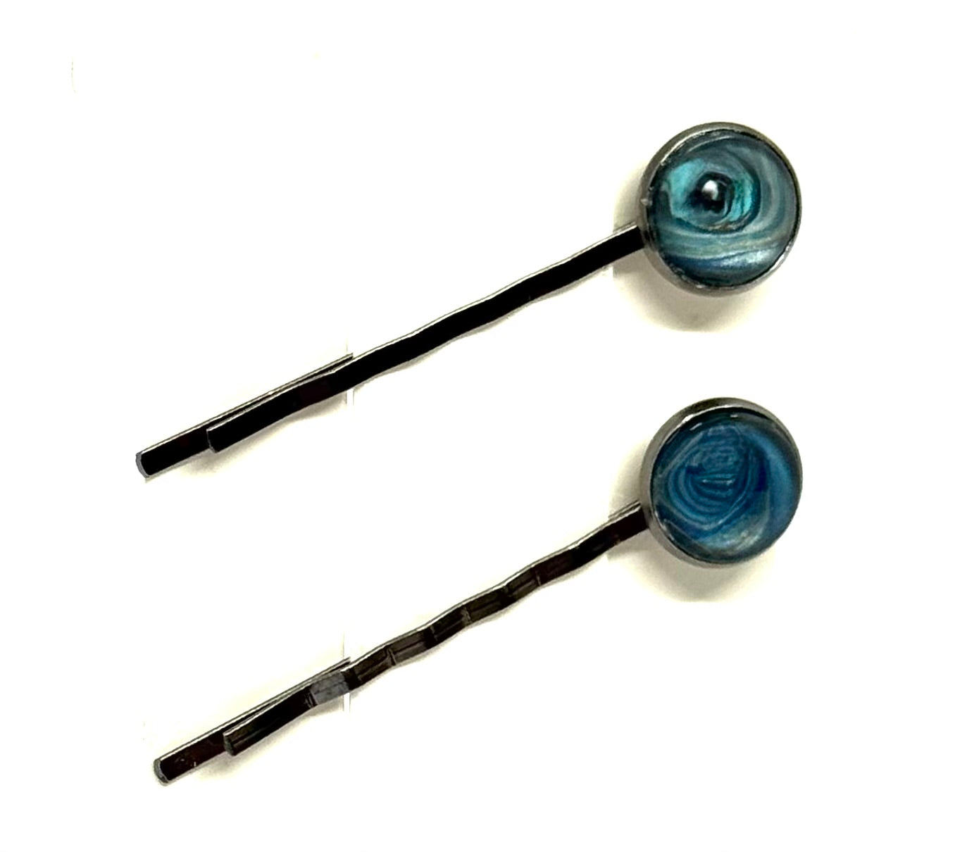 The “Tiny Hurricane Energy” Bobby Pin Set – Handmade Ocean Swirl Hair Pins (Set of 2)
