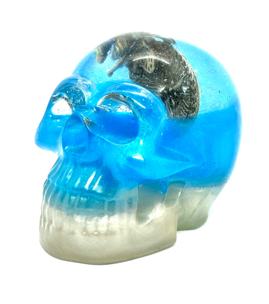 “Bugged Thoughts” Resin Skull w/ Scarab Core — One-of-a-Kind FDSS Chaos Skull | Handmade Gothic Art Decor | Creepy Cool Statement Piece