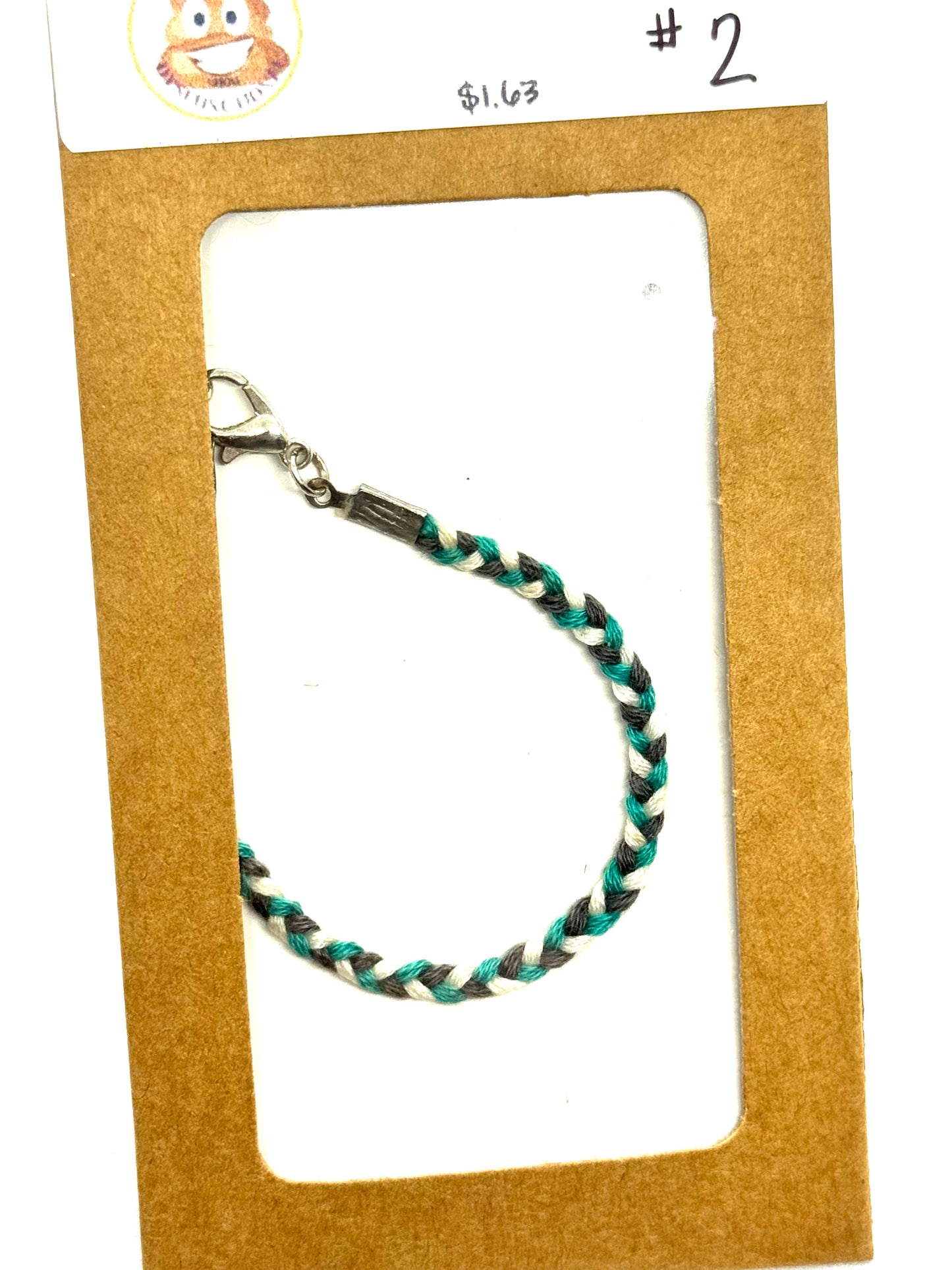 #2 Hand Braided Bracelet | Handmade Minimalist Cord Bracelet | Teal White Gray Boho Bracelet | Adjustable Everyday Stack Bracelet | One-of-a-Kind FDSS Jewelry