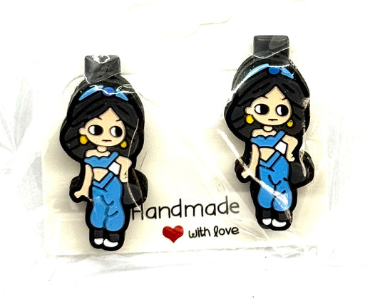 #2 Rebel Princess Barrettes – Blue Outfit Character Hair Clips (2pc Set)