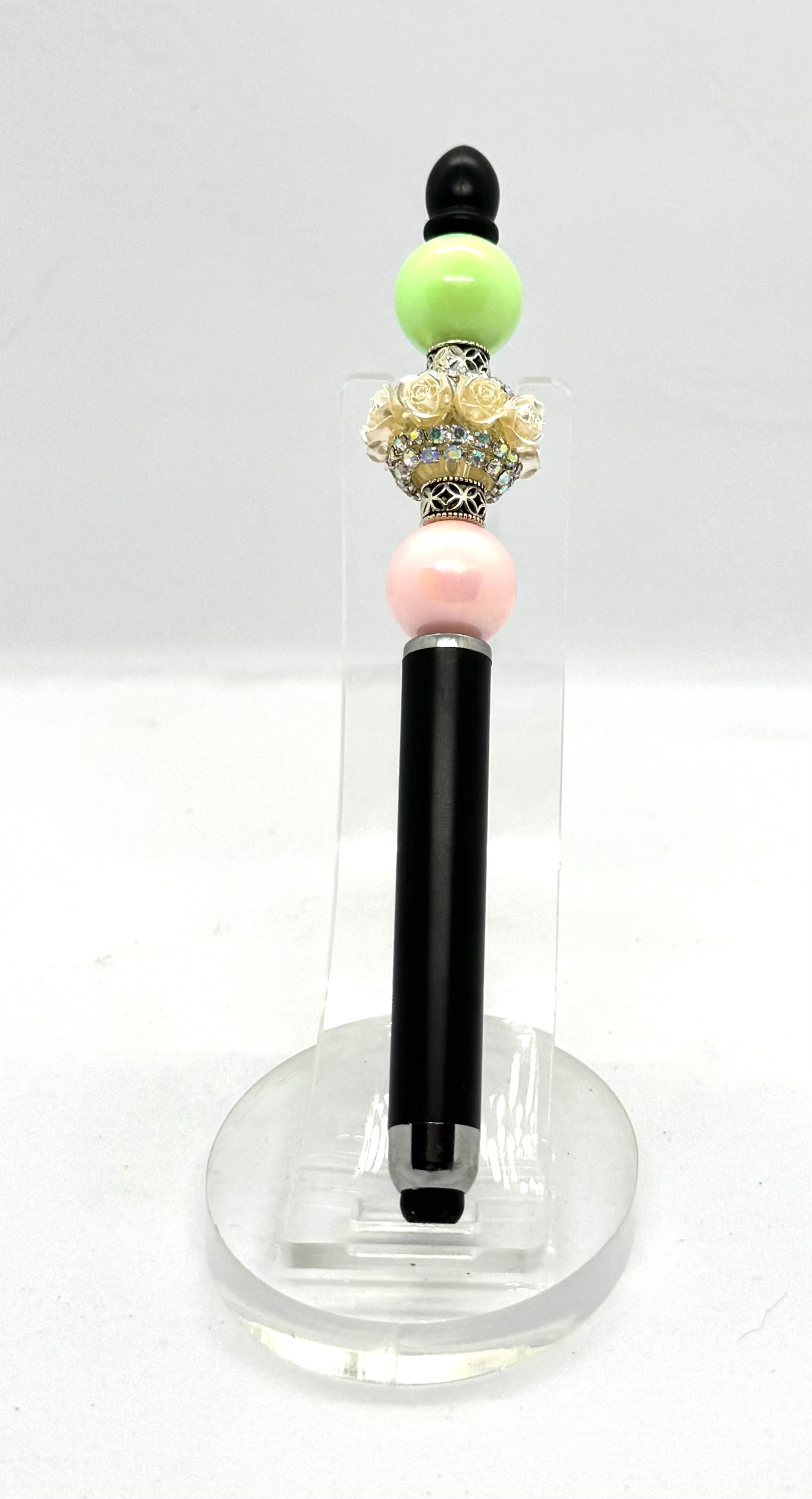 Pretty Enough to Start Drama | Handmade Floral Rhinestone Beaded Stylus Pen