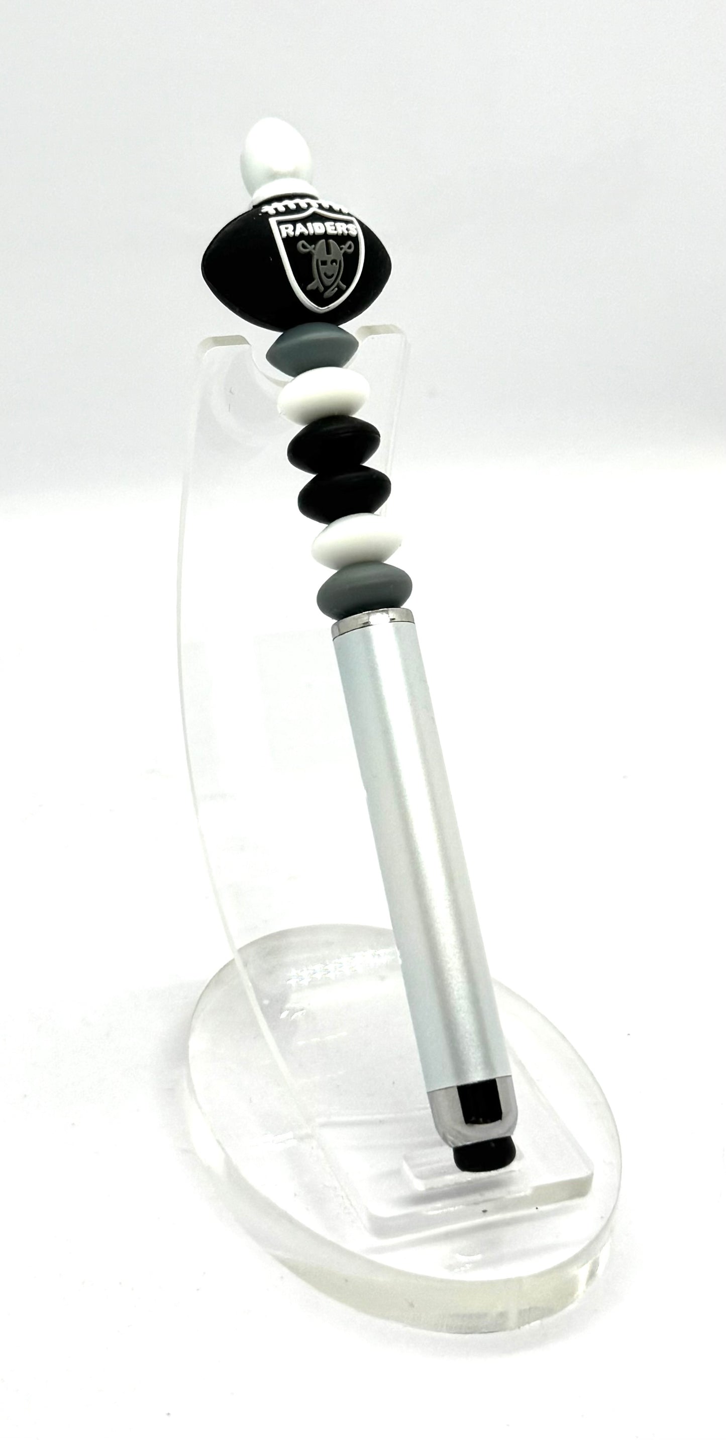 Handmade Las Vegas Raiders Inspired Beaded Stylus Pen | Refillable Touchscreen Pen