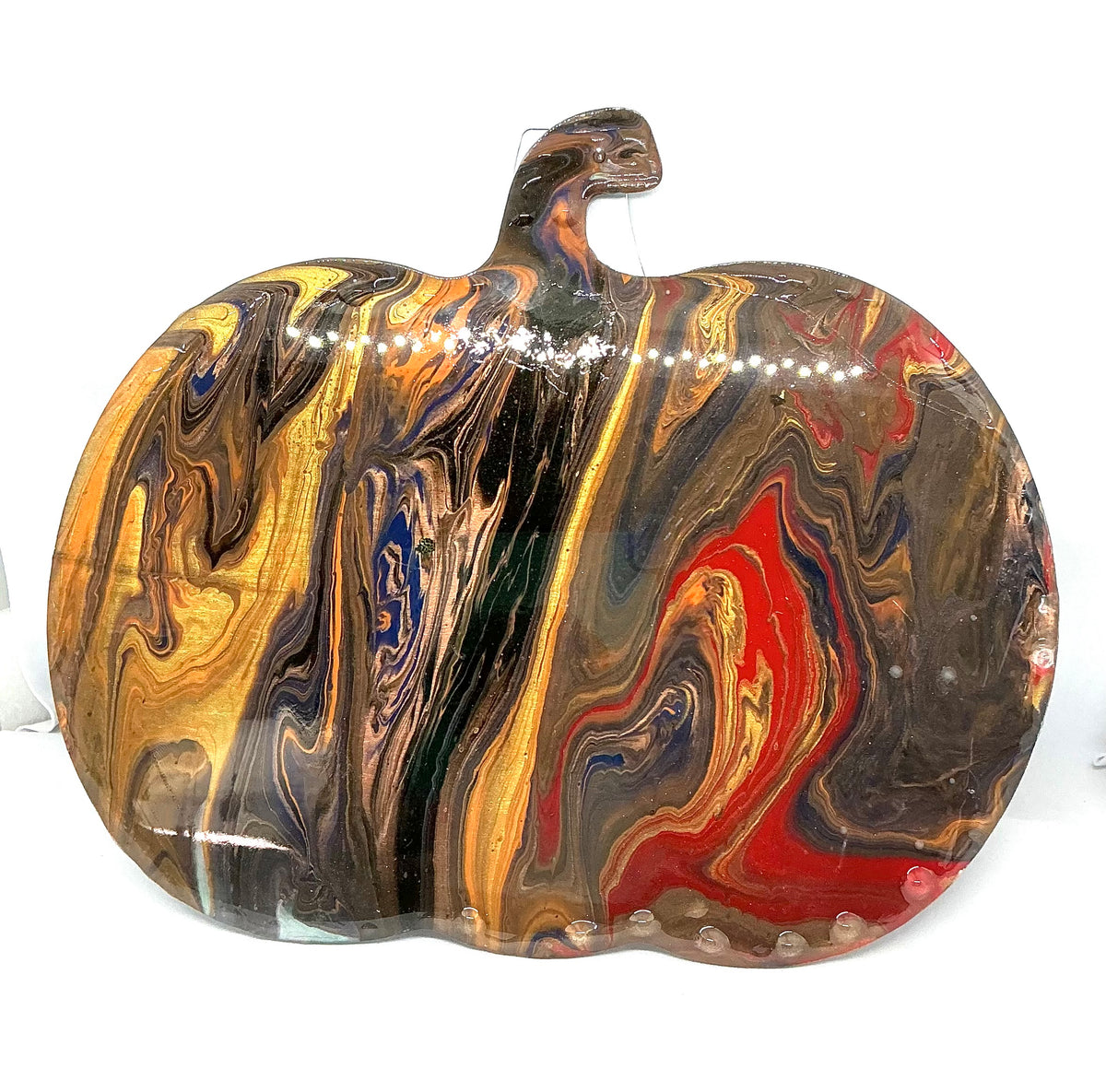 Gourd Almighty | Paint-Poured Wooden Pumpkin Wall Art