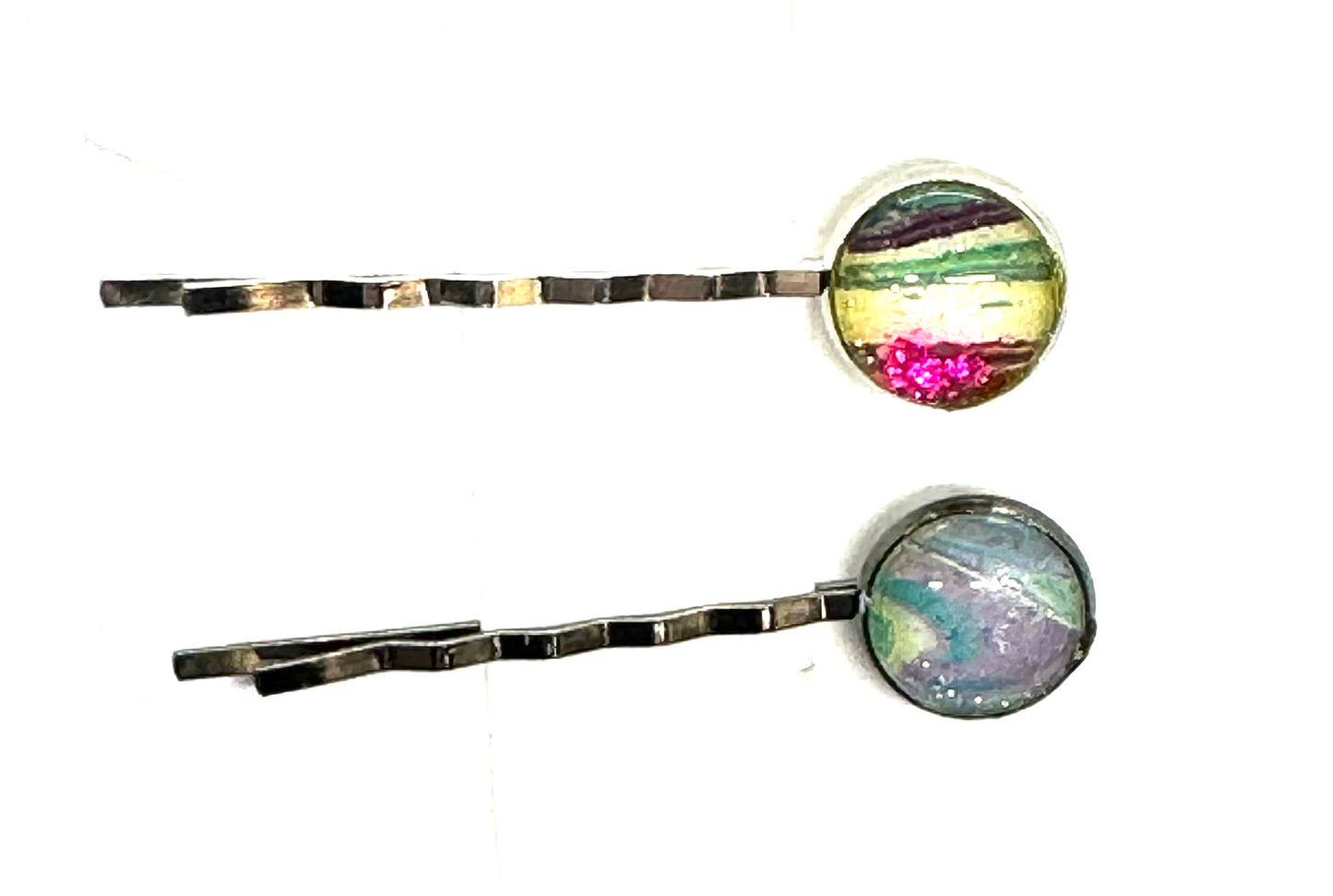 #3 Main Character Chaos Bobby Pins – Multicolor Resin Set (2pc)