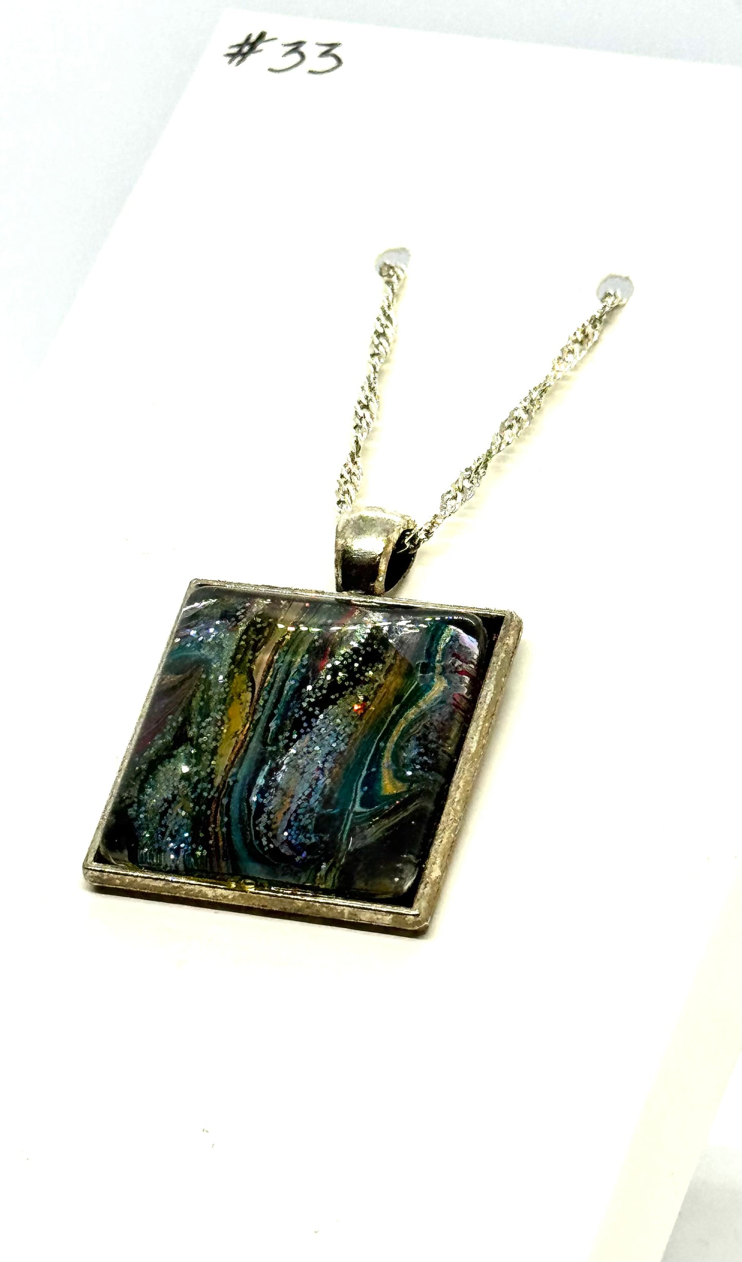 #33 Midnight Meltdown Square Pendant